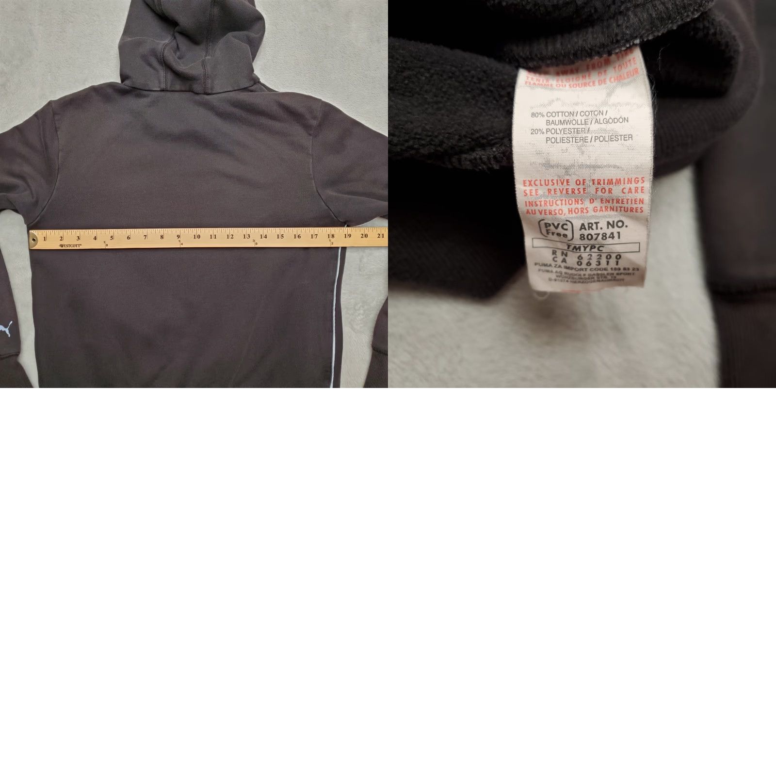 Puma VINTAGE Puma Hoodie Womens M Black Hooded Center Big Logo Sweatshirt Casual Outdoor Mens Womens Girls Boys Size M / US 6-8 / IT 42-44 - 8 Thumbnail
