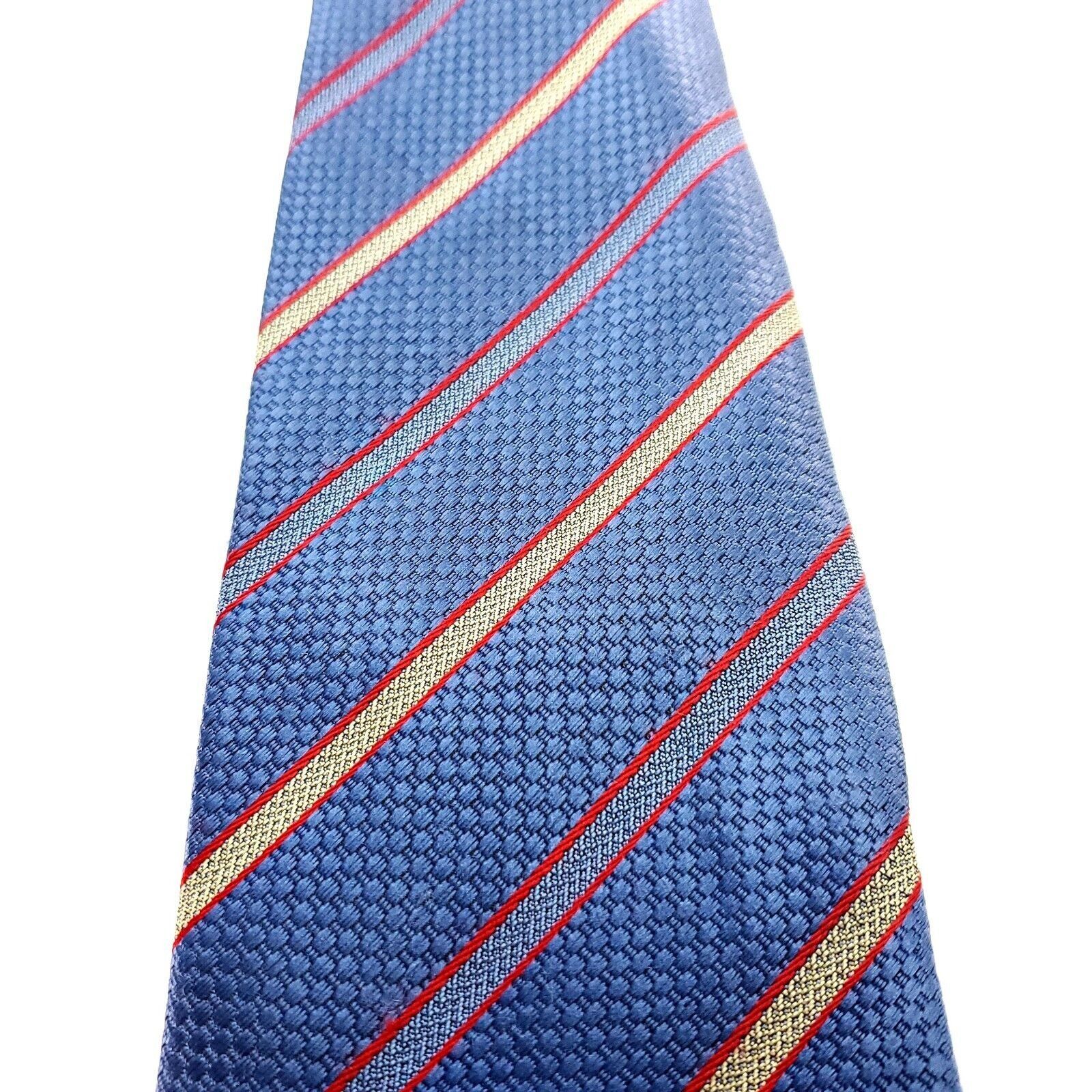 Firenze Firenze Silk Tie Woven Blue Striped Short Size ONE SIZE - 2 Thumbnail