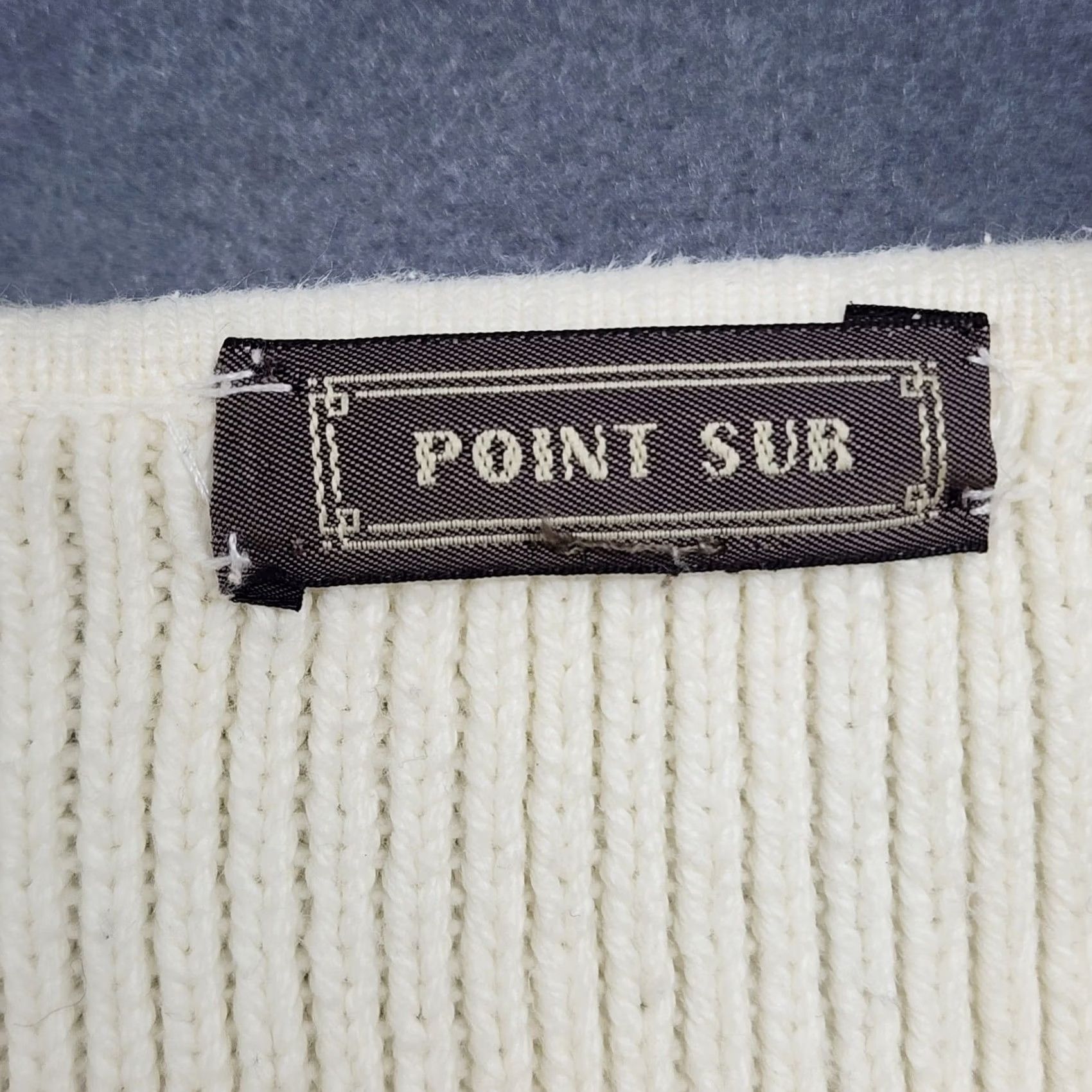 Vintage VINTAGE Point Sur J Crew Sweater Womens S/M Oversized Cropped White Cotton Pullover Long Sleeve, Boxy, 100% Cotton, Fall Winter Women S/M Size S / US 4 / IT 40 - 3 Thumbnail