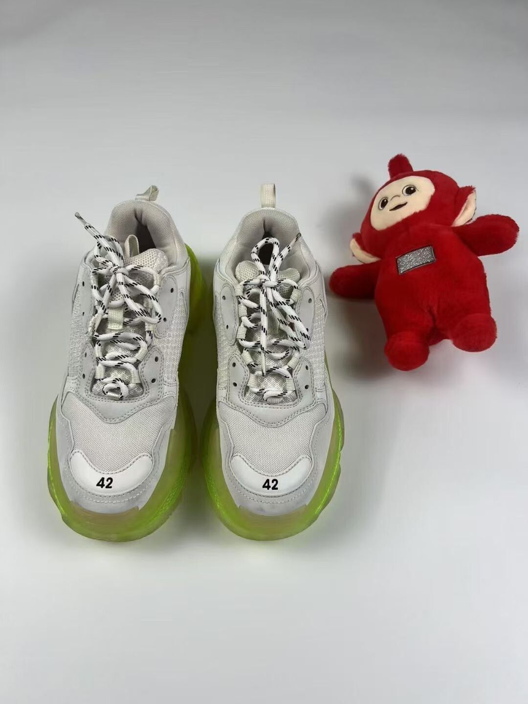 Balenciaga White Green Canvas Dad Shoes