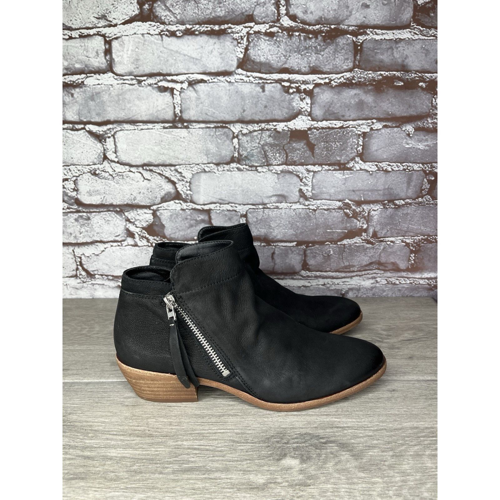Sam Edelman SAM EDELMAN Packer Black Nubuck Leather Zip Ankle Boots Wome Size US 7.5 / IT 37.5 - 14 Thumbnail