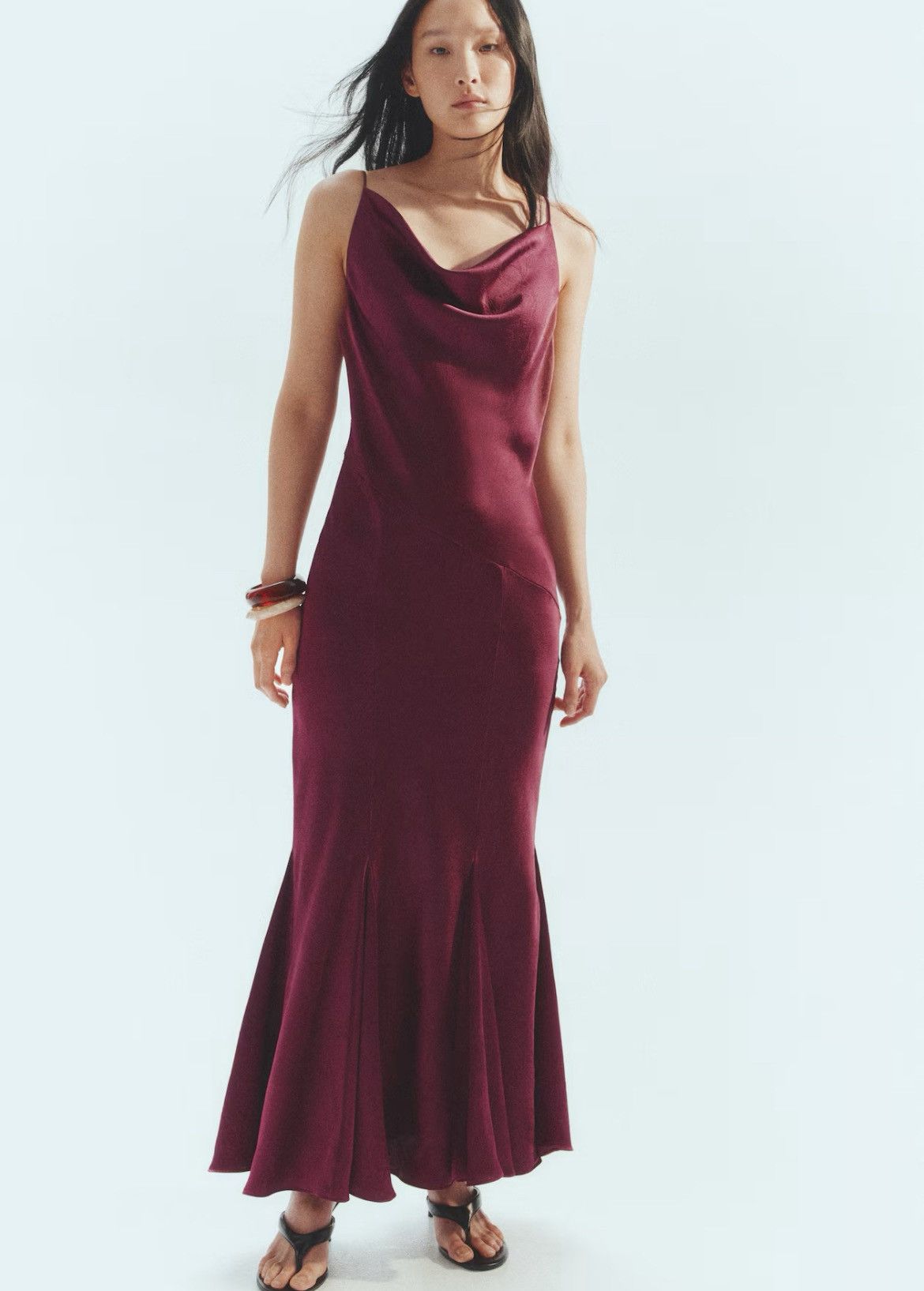 H&M H&M Burgundy Satin Slip Dress Size L / US 10 / IT 46 - 2 Thumbnail