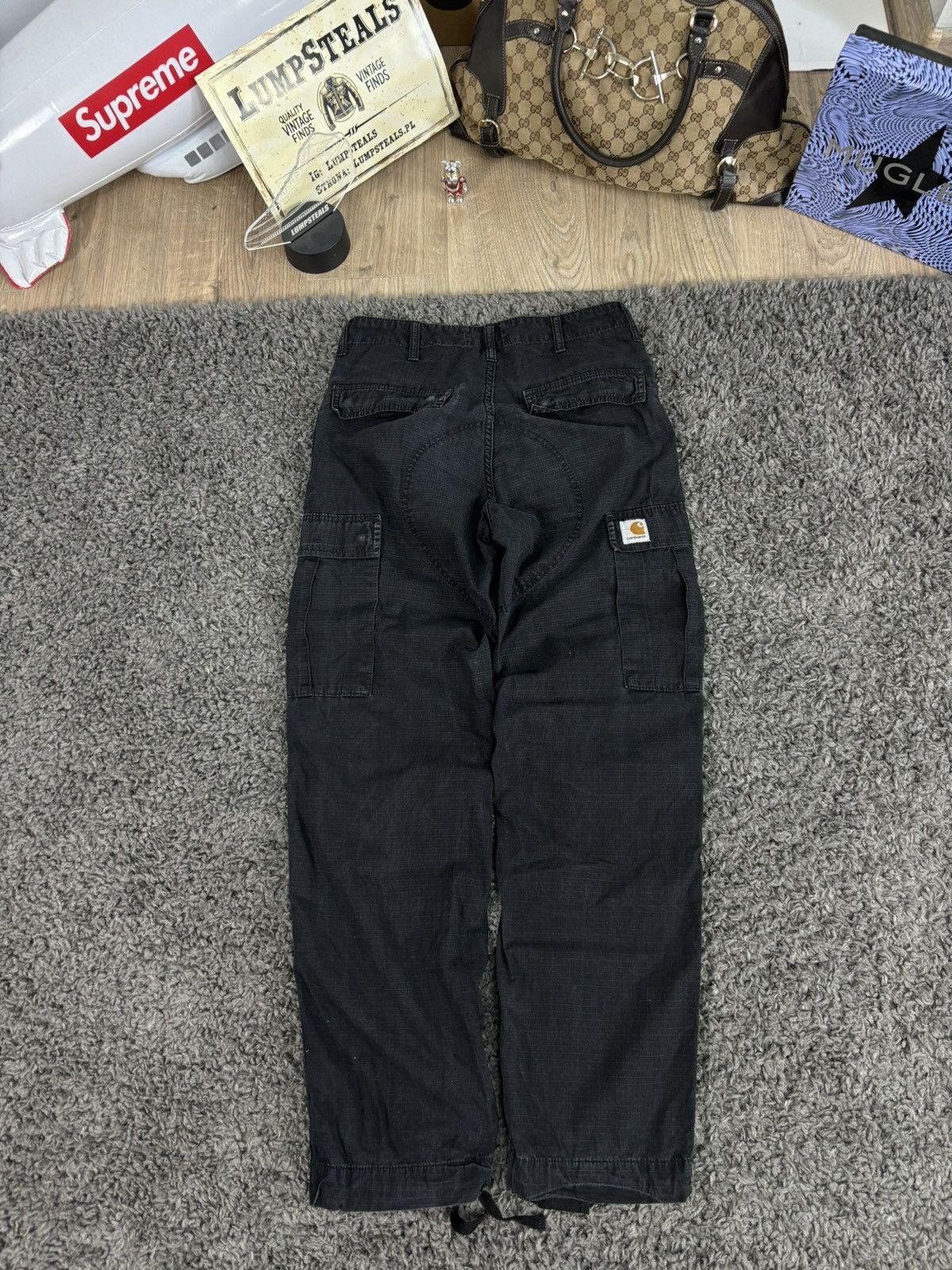 Carhartt × Vintage Wide Leg Cargo Baggy Carhartt Black Pants Y2K Vintage Skate Size US 32 / EU 48 - 2 Thumbnail