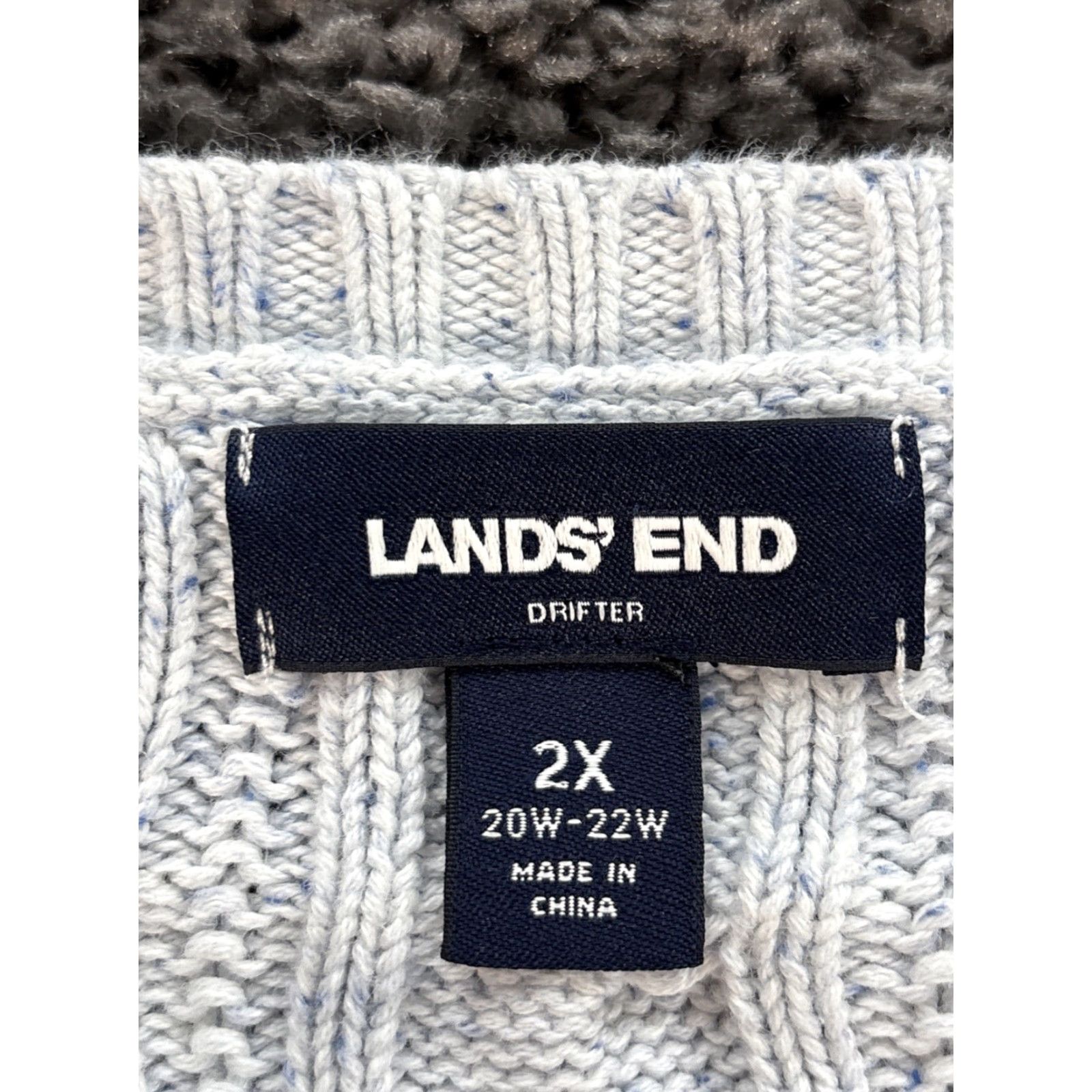 Lands' End Lands' End Sweater Cable-Knit Pullover Womens 2X Plus Powder Blue Cable Knit Grandma Chunky 2X Womens Pullover Cable-Knit Knit Blue Size XXL / US 16-18 / IT 52-54 - 4 Thumbnail