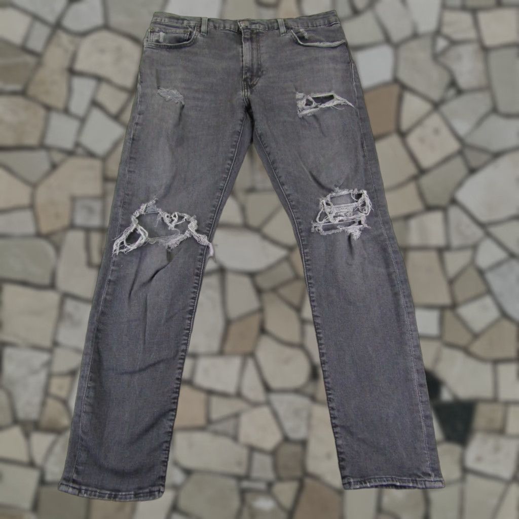 Levi's Levi's Jeans Mens 33x32 Gray Denim 502 Slim Tapered Distressed Flex Classic Outdoor Mens Size US 33 - 1 Thumbnail