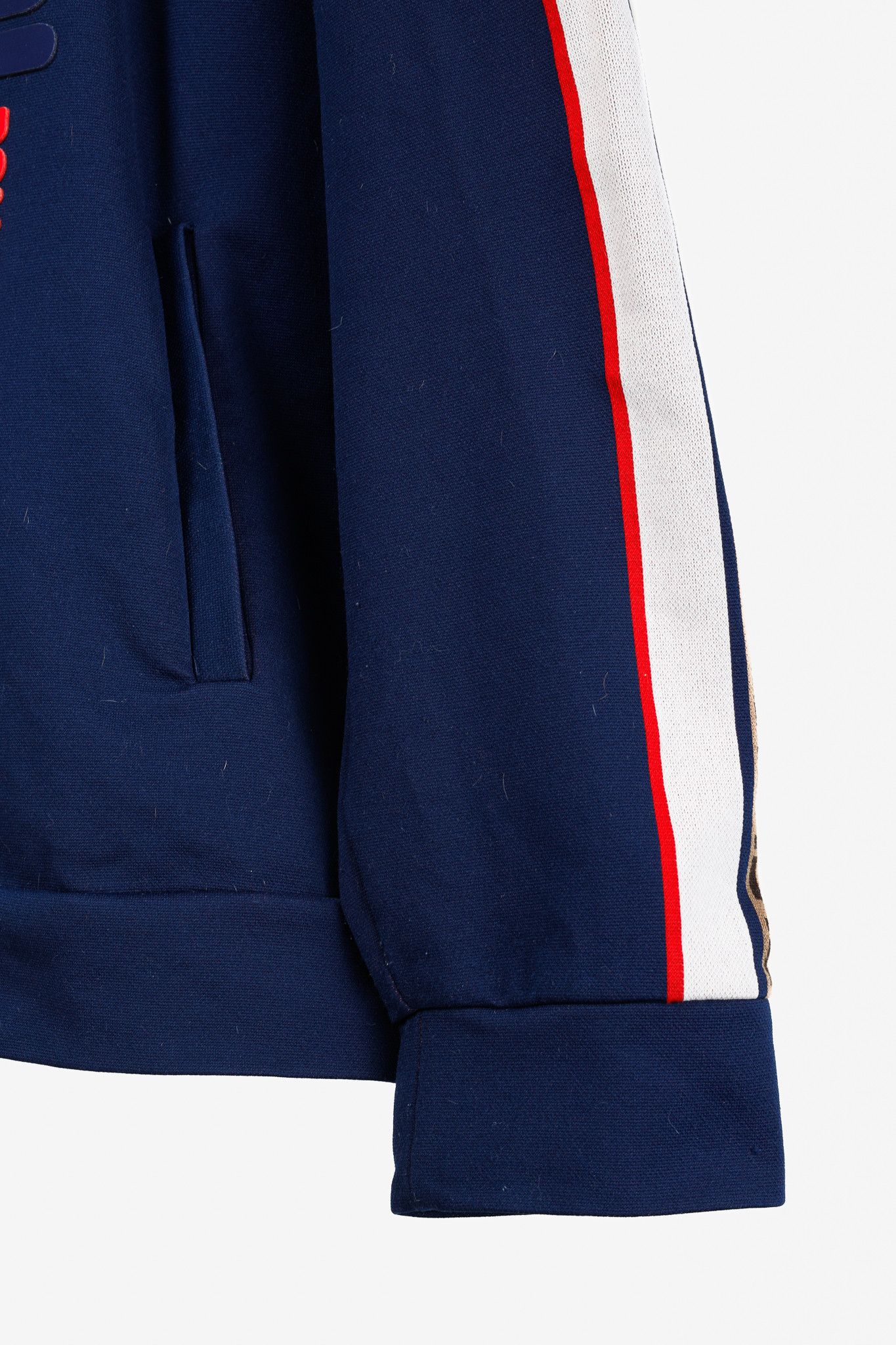 Fendi × Fila Fendi x Fila Navy Cotton-Blend Logo Stripe Pullover Hoodie Size US XL / EU 56 / 4 - 7 Thumbnail