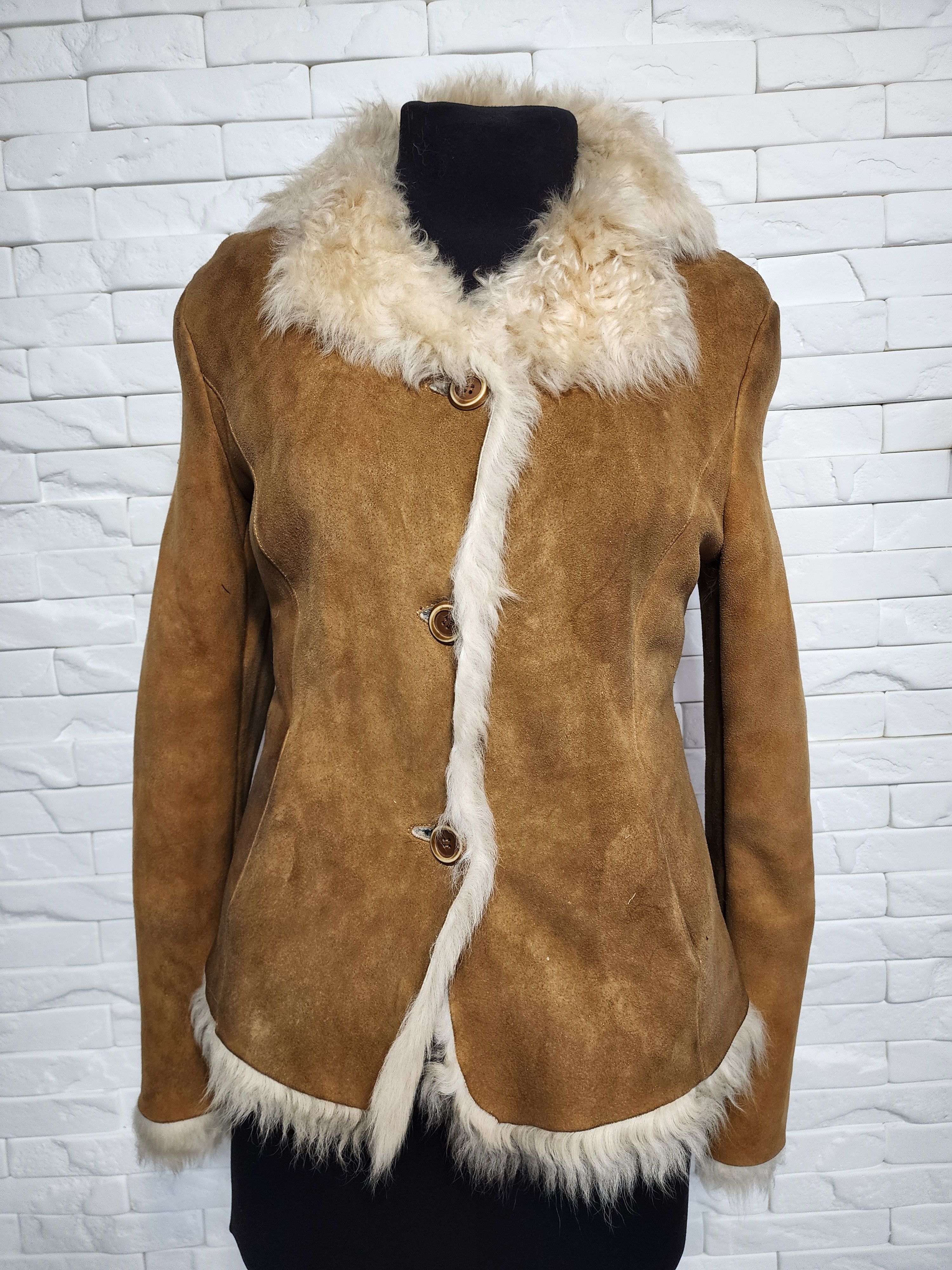 Furla Brown Sheepskin Coat: Women's Leather Weave Winter Coat Size M / US 6-8 / IT 42-44 - 1 Thumbnail