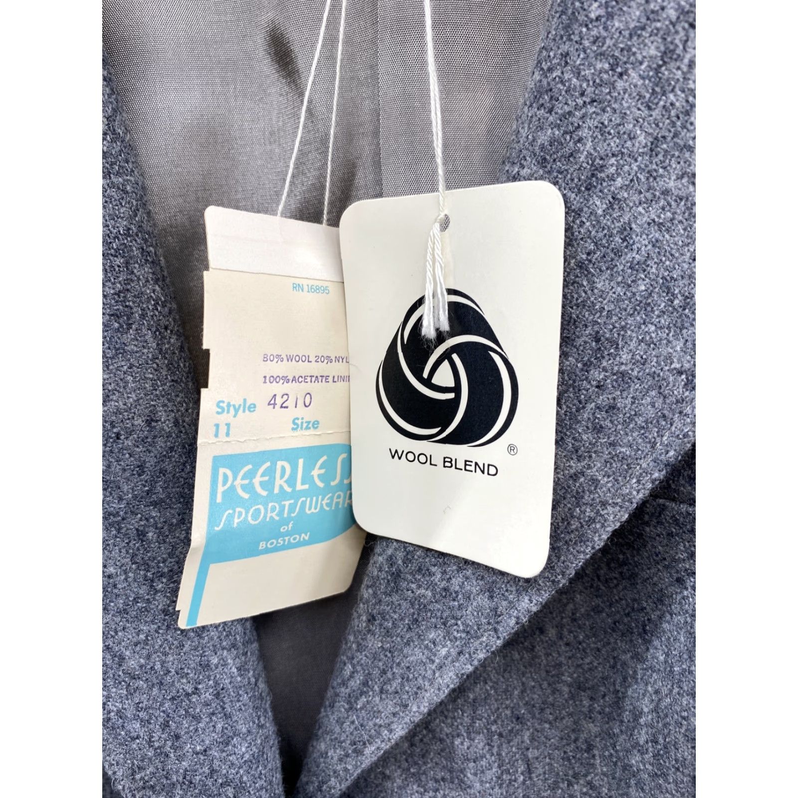 Pendleton VTG Peerless Of Boston Women’s Wool Blazer Career Jacket Gray Size 12 NEW - Business Jacket Mens Womens Girls Boys Size XL / US 12-14 / IT 48-50 - 3 Thumbnail