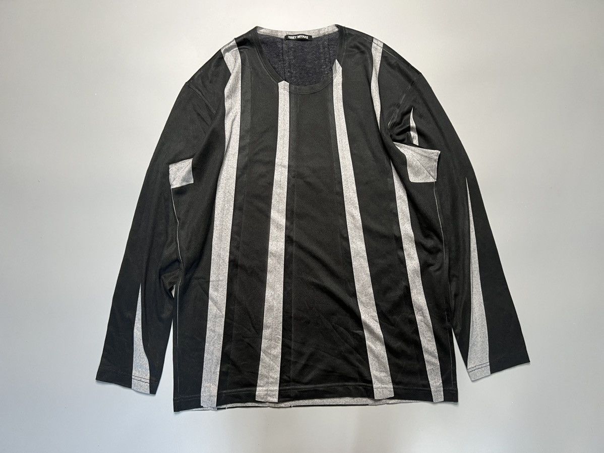 image of Issey Miyake Pleated Stripes Long sleeve Shirt in Black, Men's (Size Medium)