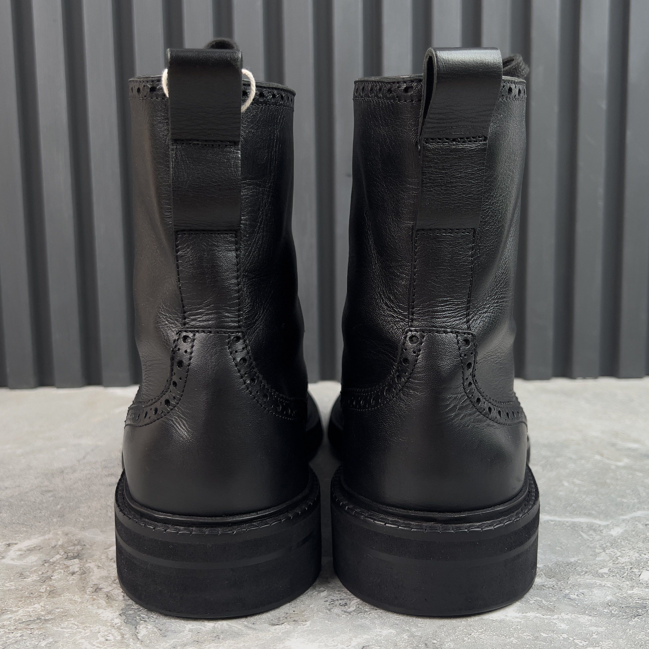 Louis Vuitton Combat Boots LV Medallion Wingtip Perforated Black Leather Size US 10.5 / EU 43-44 - 7 Thumbnail