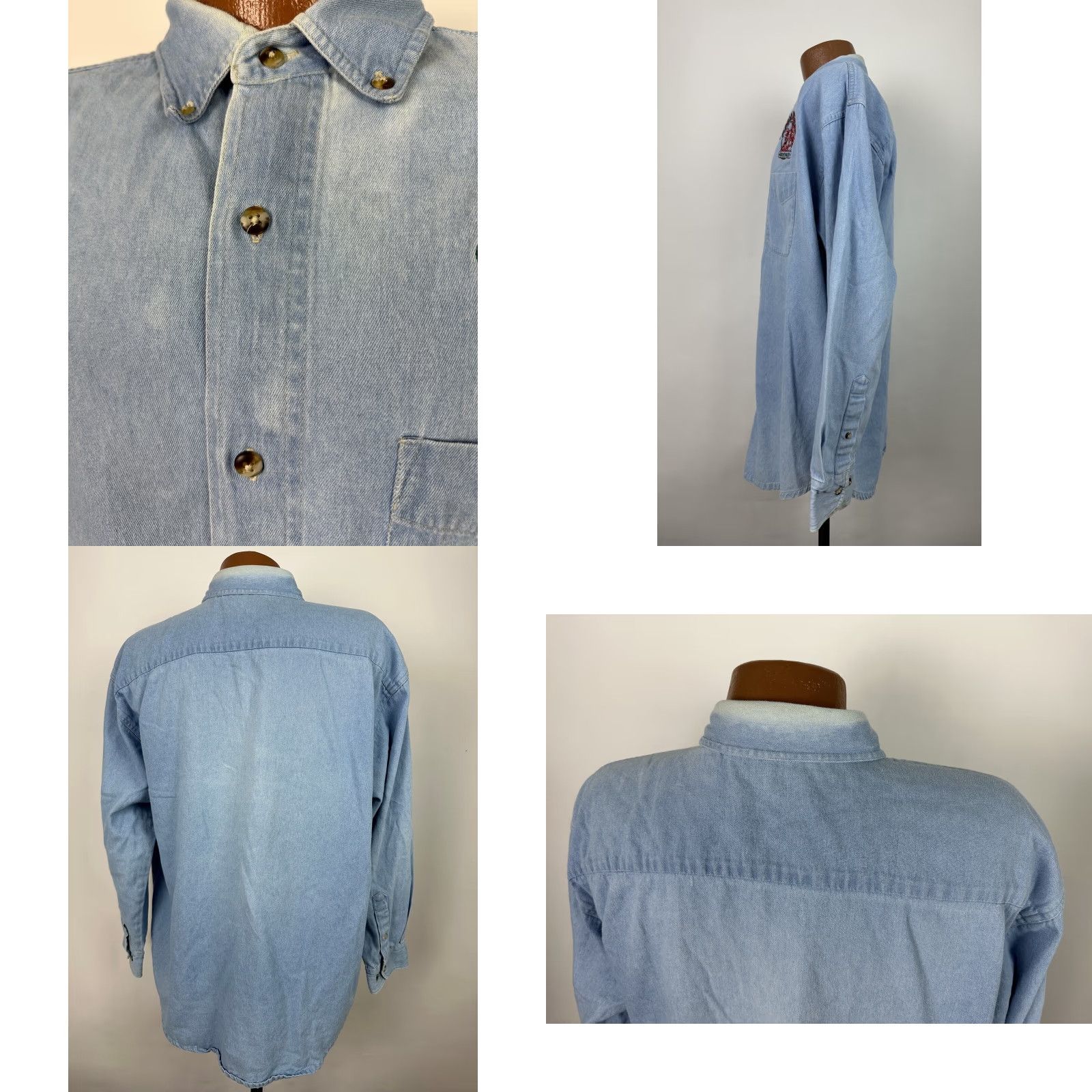 Denime VINTAGE Ocean Downs Denim Shirt Men L Blue 90s Casual Button-Up Horse Racing Track Casual Mens Shirt Denim Size US L / EU 52-54 / 3 - 8 Thumbnail