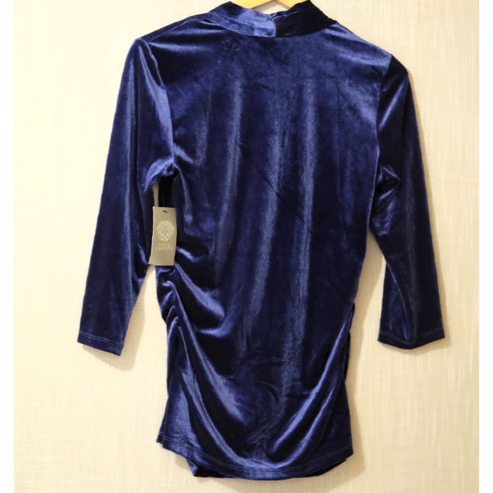 Vince Camuto VNC Vince Camuto Blouse Velvet V-Neck Blue 3/4 Sleeve Stretch Women's M Size M / US 6-8 / IT 42-44 - 5 Thumbnail