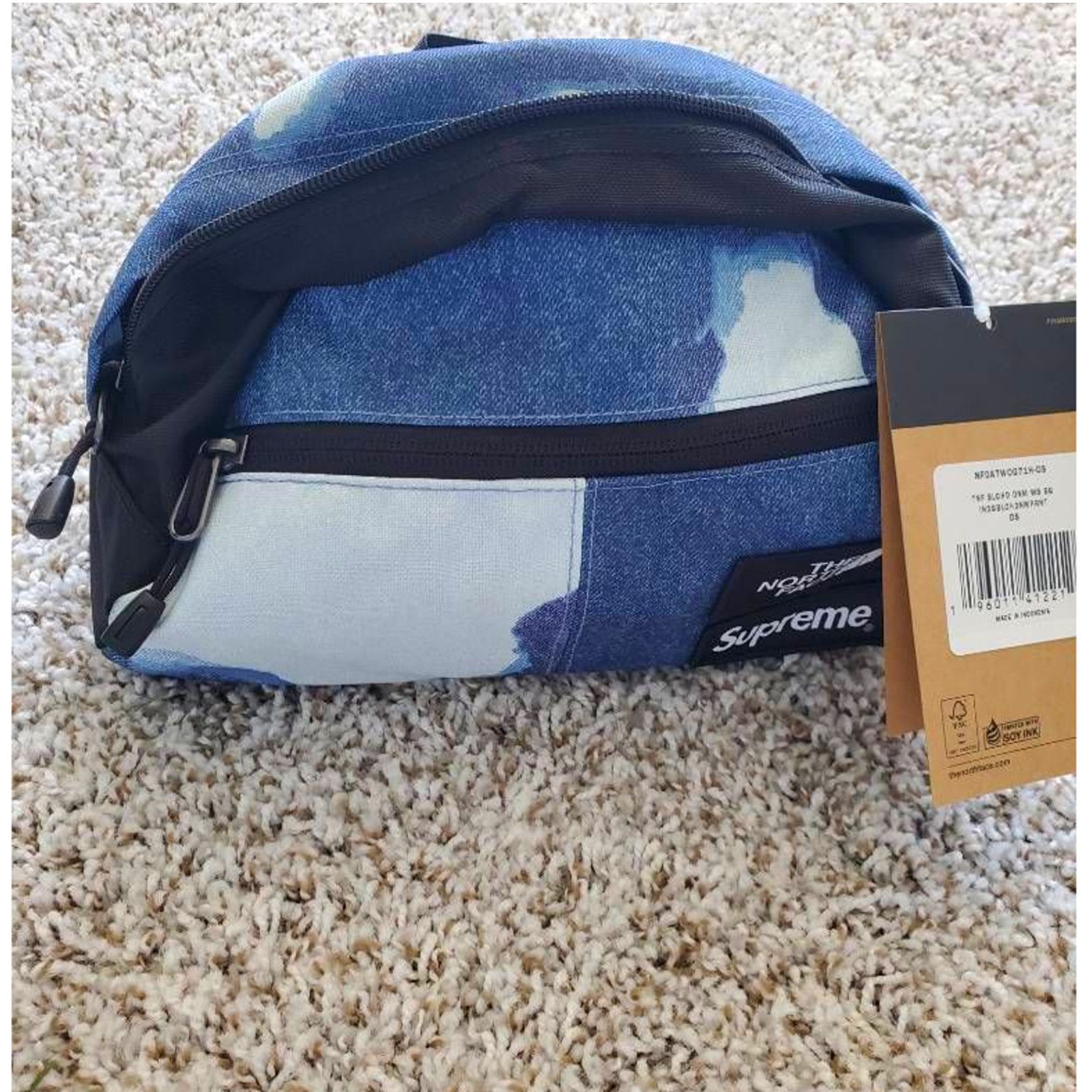 image of The North Face Supreme Waist Pack Blue Tie Dyed Denim, Men's
