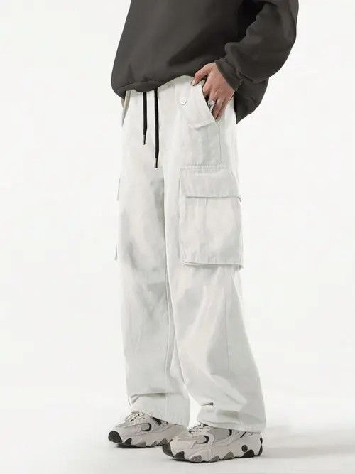Washed Distressed Cargo Loose Fit Pants