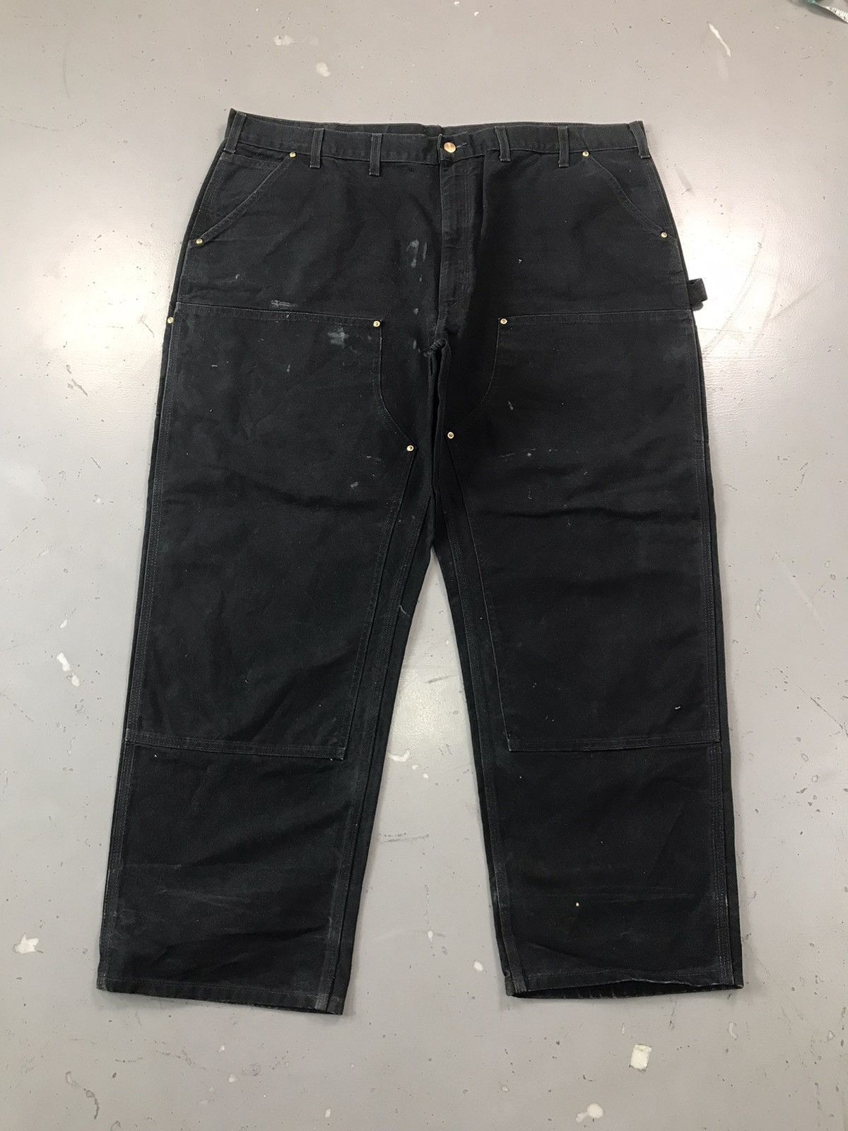 Vintage Carhartt B01 BLK double knee denim workwear 46x30