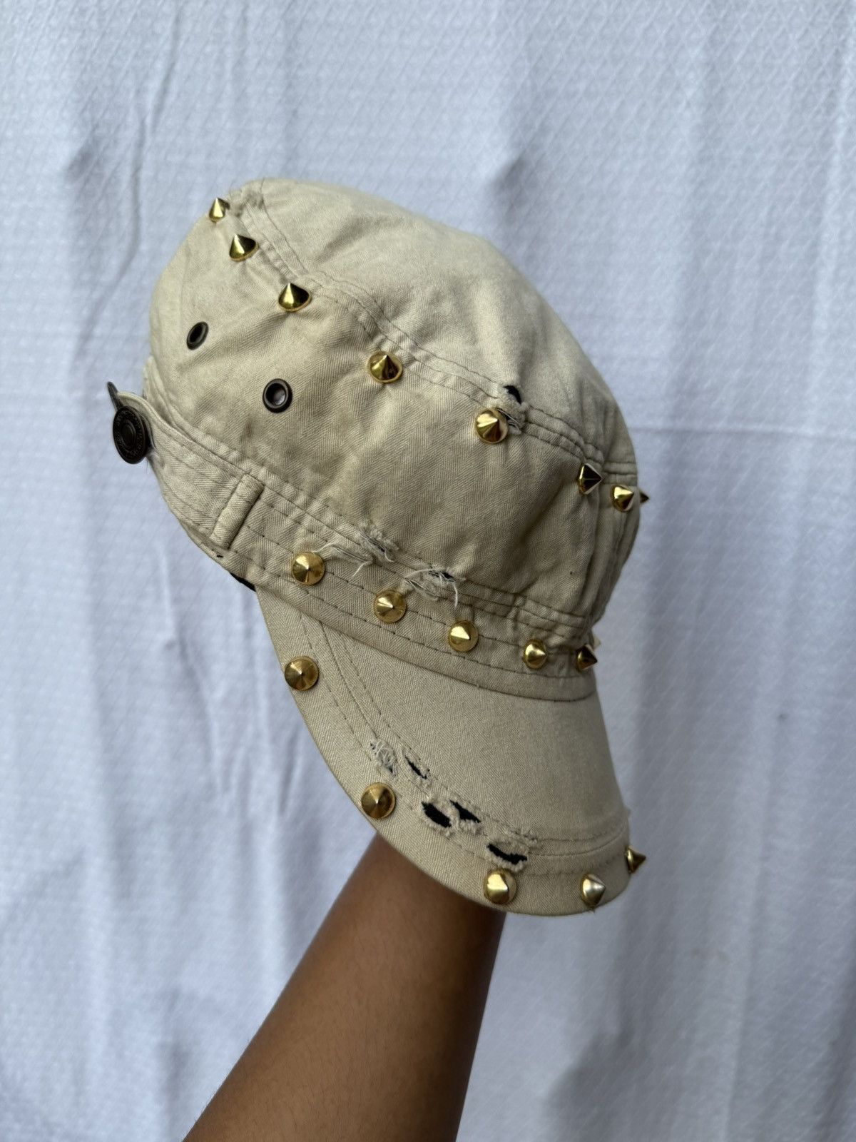 If Six Was Nine Distressed Punk Studded Gothic Style Hats Size ONE SIZE - 3 Thumbnail