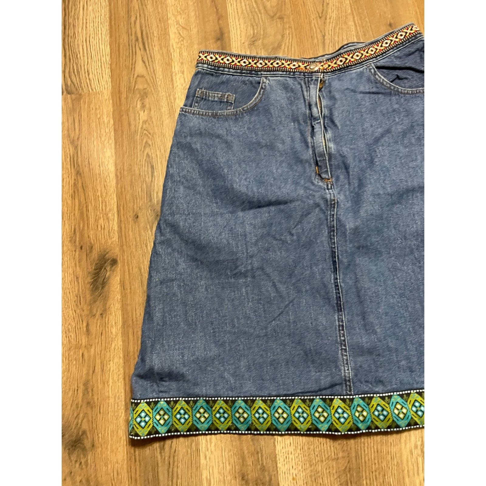 Vintage Impressions Skirt Women's Size Medium Blue Denim A-line Knee Length Size 32" / US 10 / IT 46 - 3 Thumbnail