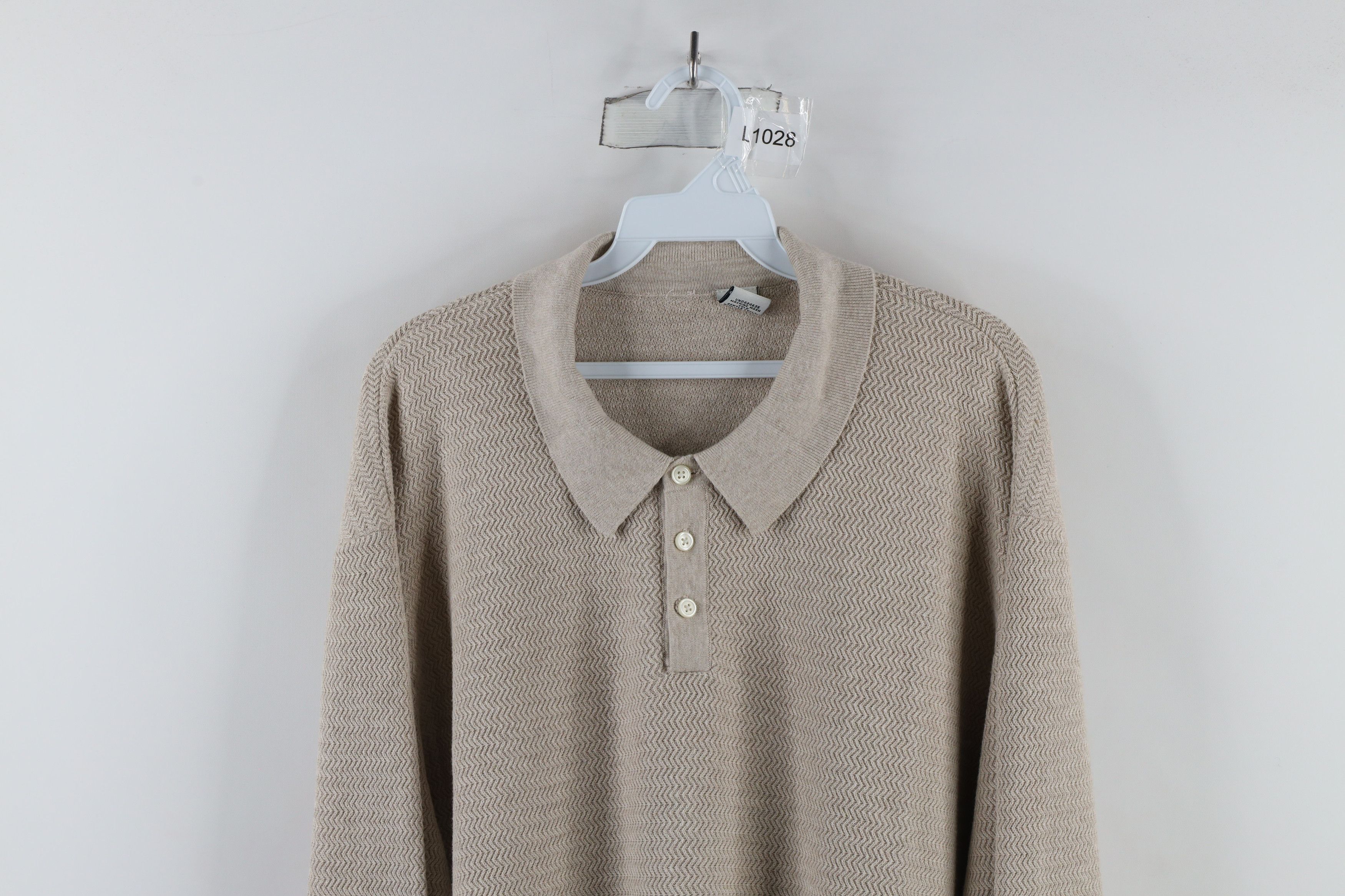 Vintage Vintage 90s Streetwear Knit Collared Pullover Sweater Beige Size US XXL / EU 58 / 5 - 2 Thumbnail