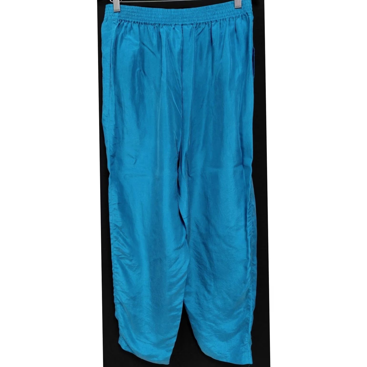 Vintage Christie & Jill Silk Pants Blue Solid Regular 100% Silk Women Size L Size 36" / US 14 / IT 50 - 2 Thumbnail