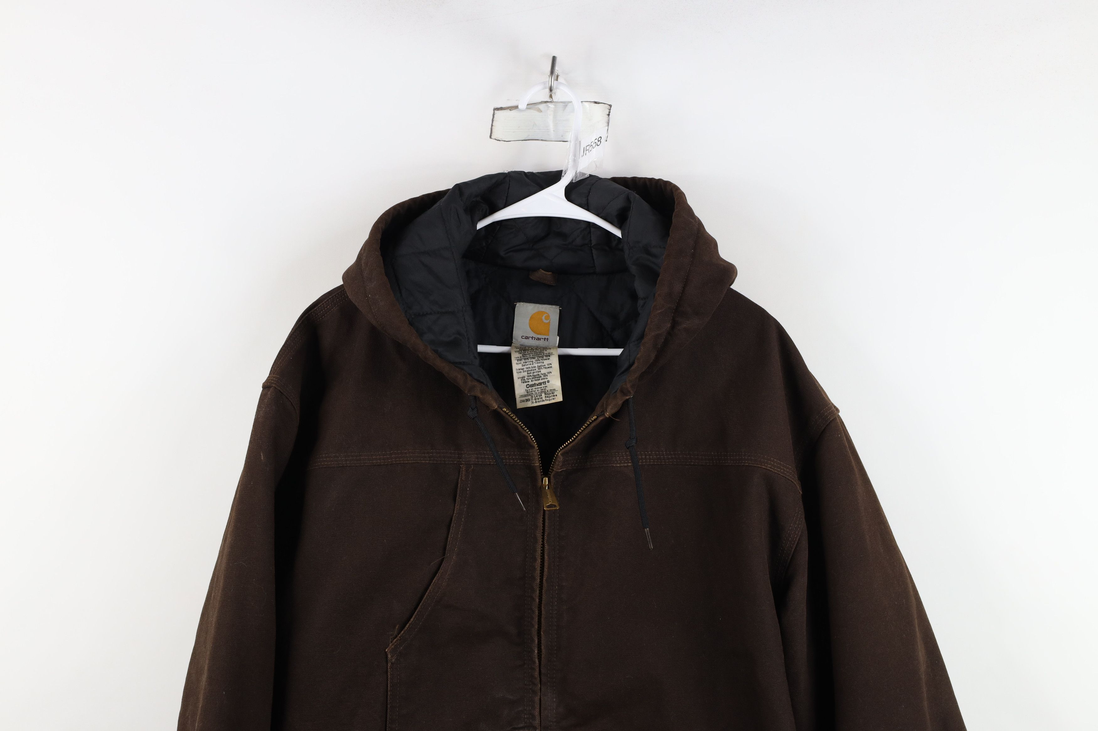 Carhartt Vintage Y2K Carhartt Quilted Canvas Hooded Jacket Dark Brown Size US XL / EU 56 / 4 - 2 Thumbnail