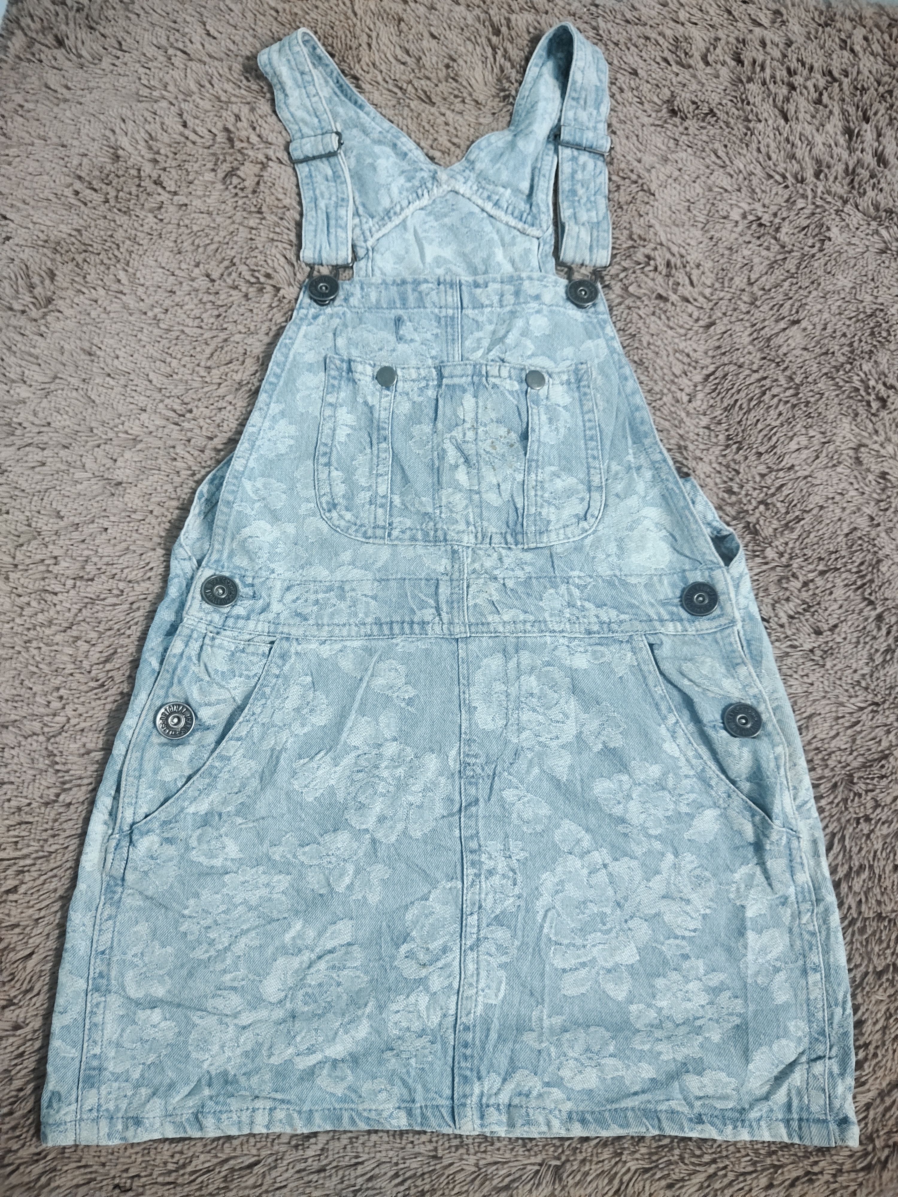 Japanese Brand Dungarees Denim Floral Print Short Skirt Size 32" / US 10 / IT 46 - 1 Thumbnail