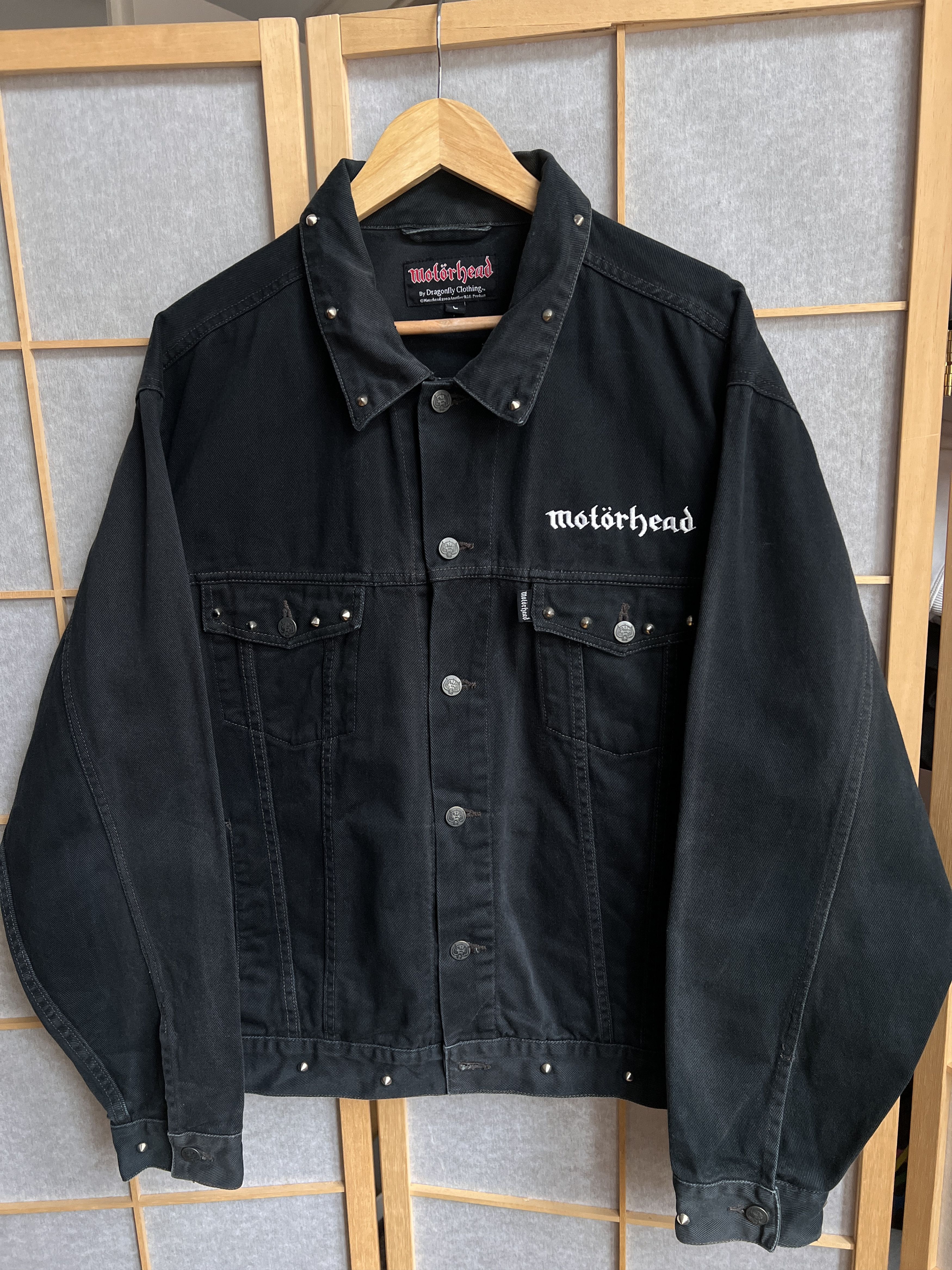 ジャケット・アウター 00s Y2K Semantic design Napoleon jacket MOTORHEAD 2003 DENIM JACKET PRINTED SPIKES BAGGY BOXY Y2K L