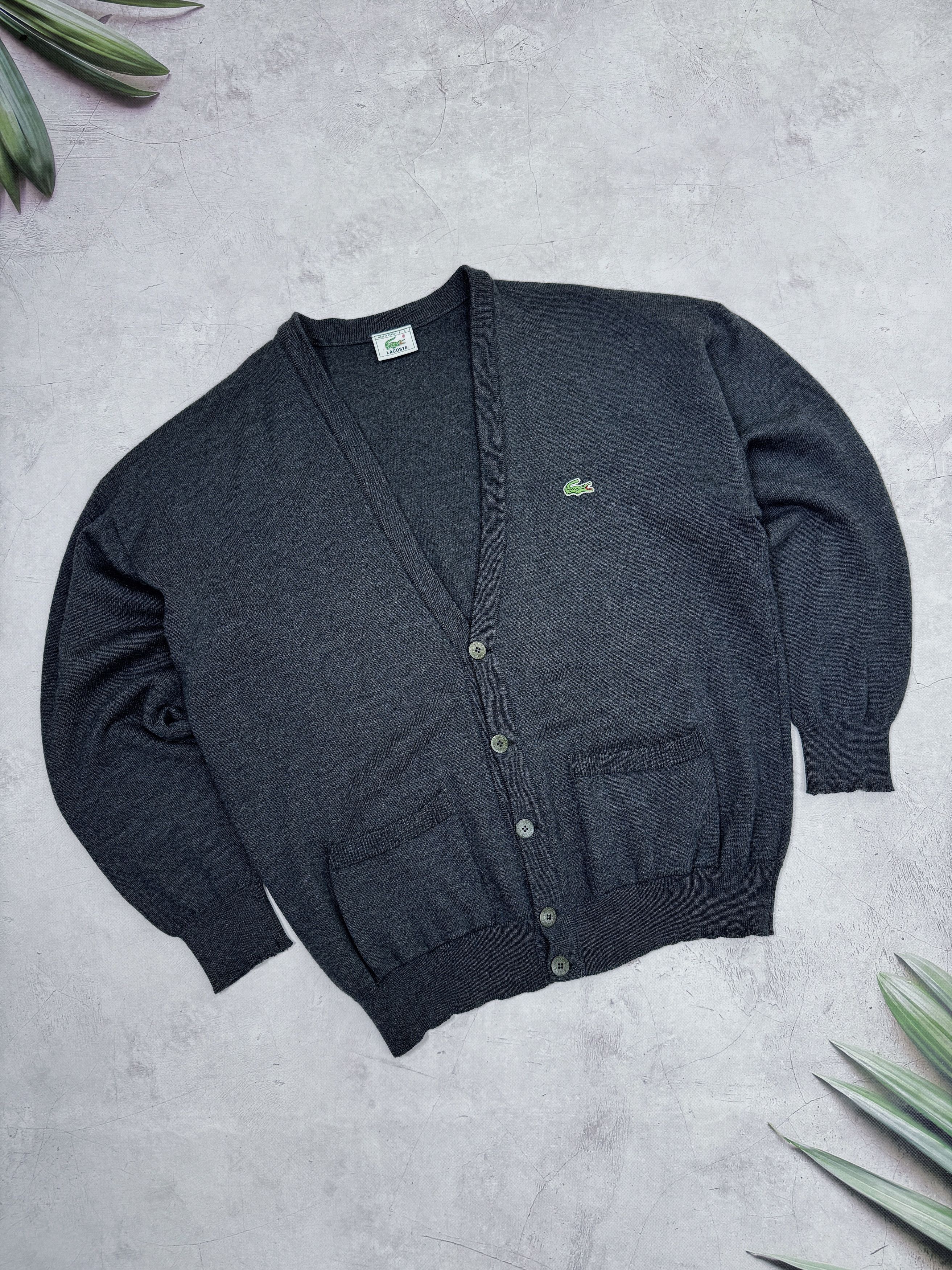 Lacoste × Vintage 80s Chemise Lacoste Knit Cardigan Wool FRANCE Size US L / EU 52-54 / 3 - 1 Thumbnail