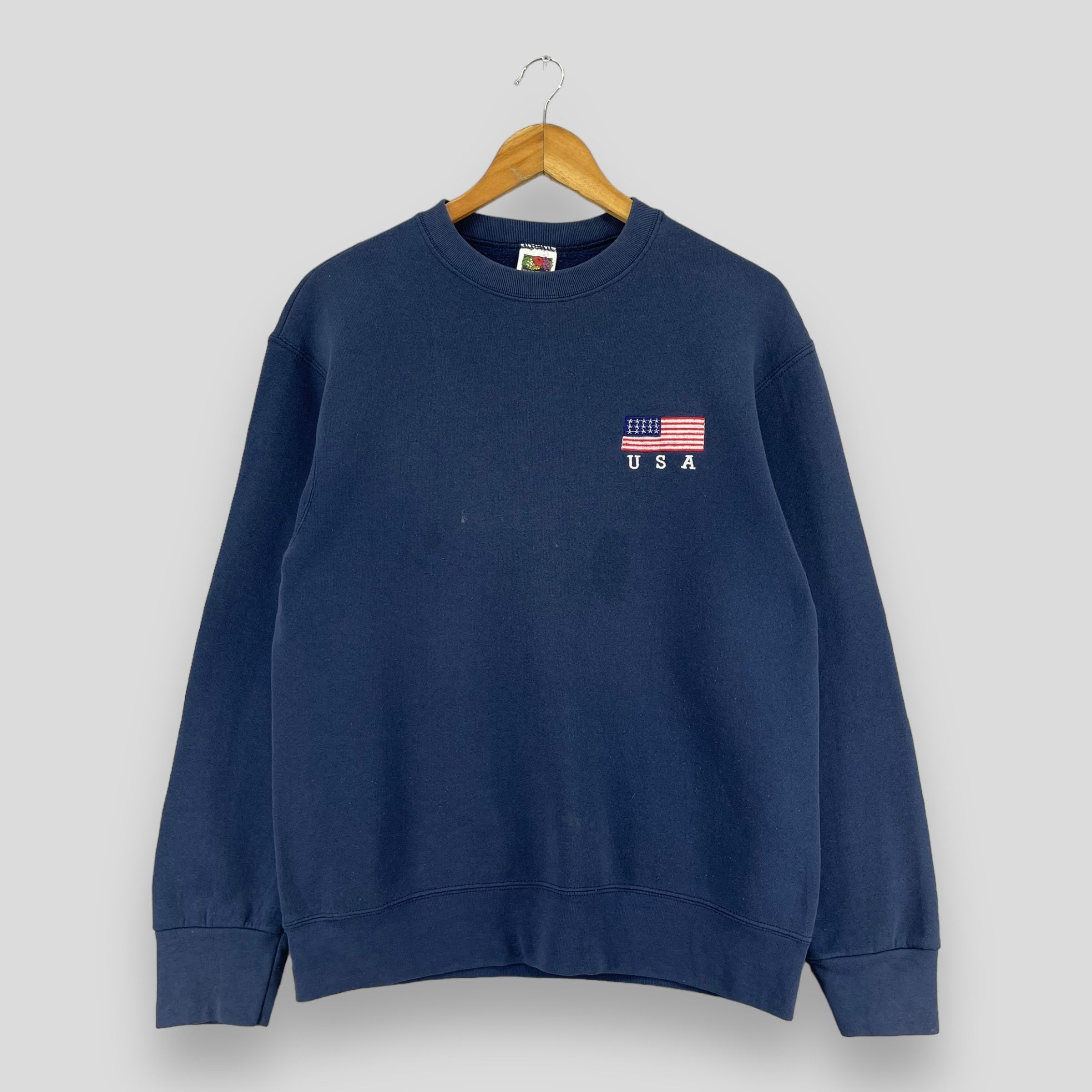 American Apparel × Vintage Vintage Plain Blue Usa National Flag Embroidery Sweatshirt Size US M / EU 48-50 / 2 - 1 Thumbnail