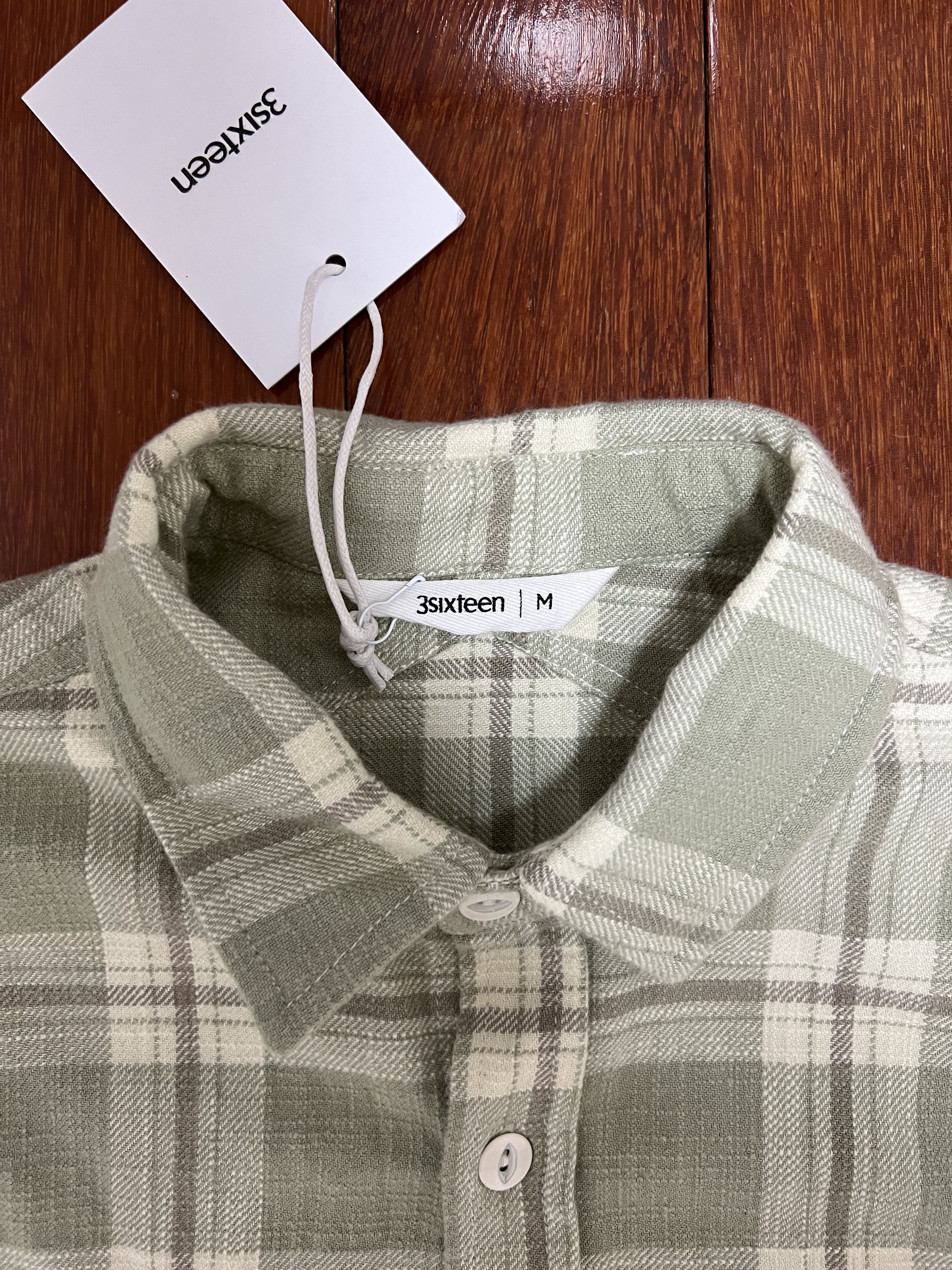 3sixteen 💚 3sixteen Crosscut Flannel Seafoam Green Slub Check NEW Size US M / EU 48-50 / 2 - 11 Thumbnail