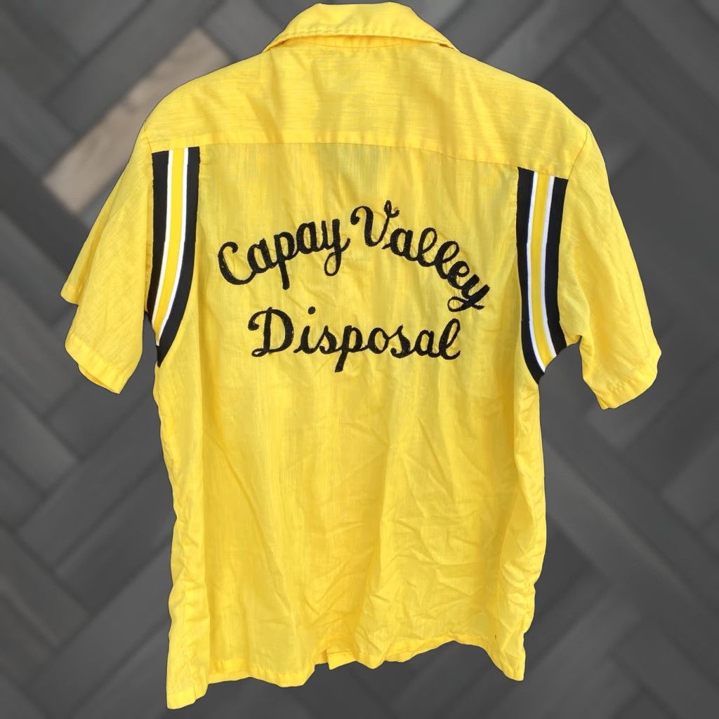 Vintage VINTAGE Hilton Bowling Shirt Short Sleeve M Yellow Capay Valley Disposal Rockabilly Shirt Mens Size US M / EU 48-50 / 2 - 1 Thumbnail