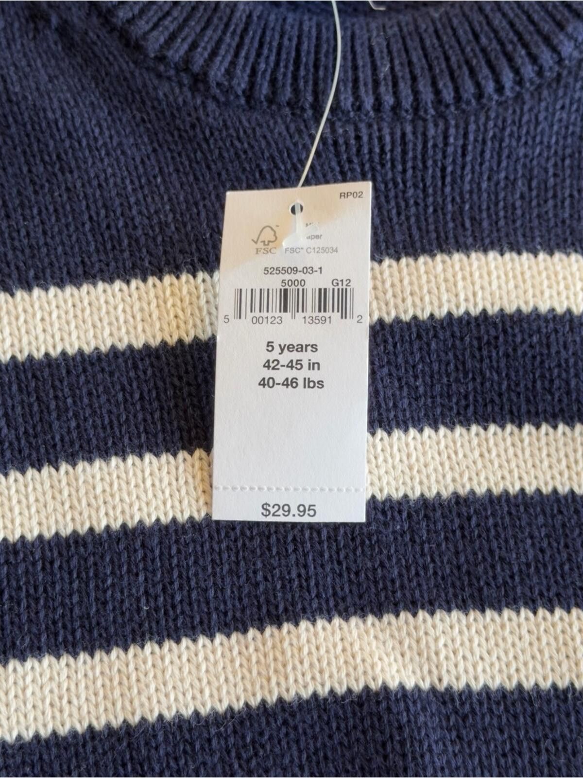 Gap Baby Gap / Striped Knit Sweater / Navy / 5T Size US XXS / EU 40 - 7 Thumbnail