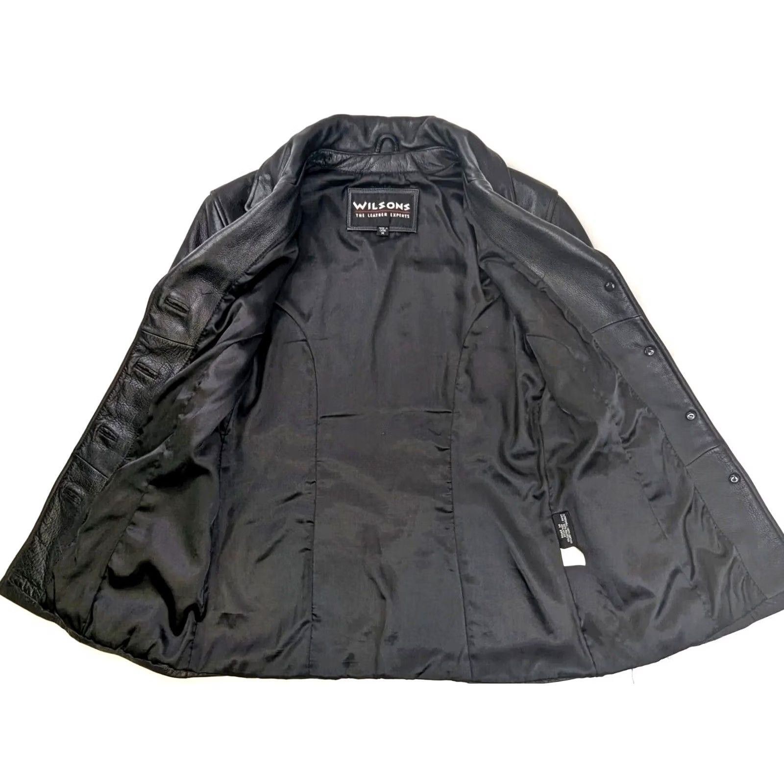 Vintage VINTAGE Wilson’s Leather Pebble Leather Pea Coat Women M Black Button Jacket Heavyweight USA Jacket Size M / US 6-8 / IT 42-44 - 4 Thumbnail