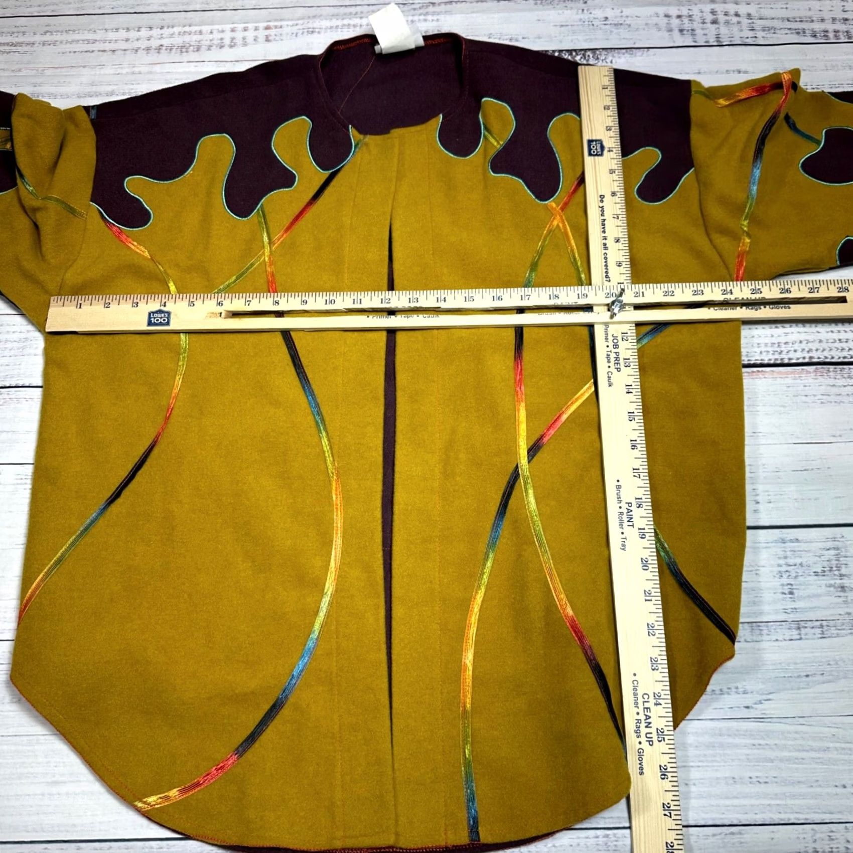 Vintage VINTAGE Sankofa Khari Womens Cardigan XS Mustard/Purple Oversized Flaw: Hole in back bottom Size XS / US 0-2 / IT 36-38 - 2 Thumbnail