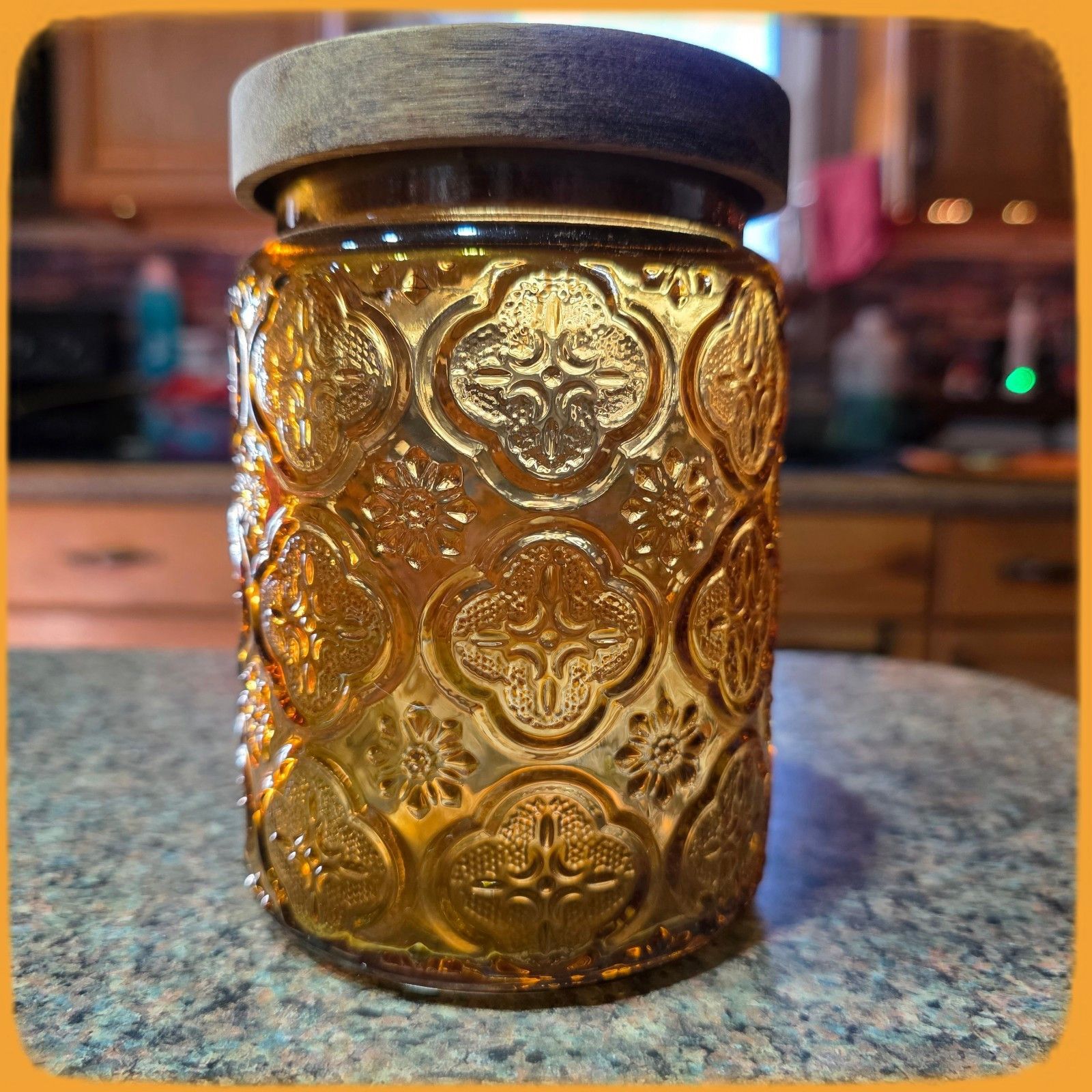 Other Textured Colored Glass Jar Airtight Wooden Lid, 24 Fl Oz Con Size ONE SIZE - 8 Thumbnail