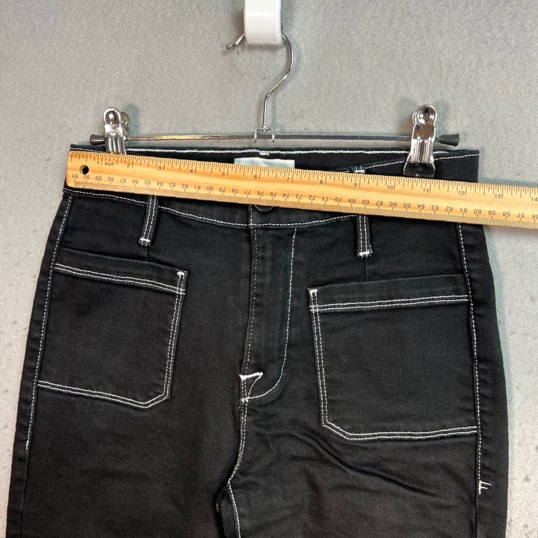 Frame Frame Le Bardot Crop Flare Black Jeans Womens Size 25 Contrast Stitch Size 42" / US 20 - 6 Thumbnail