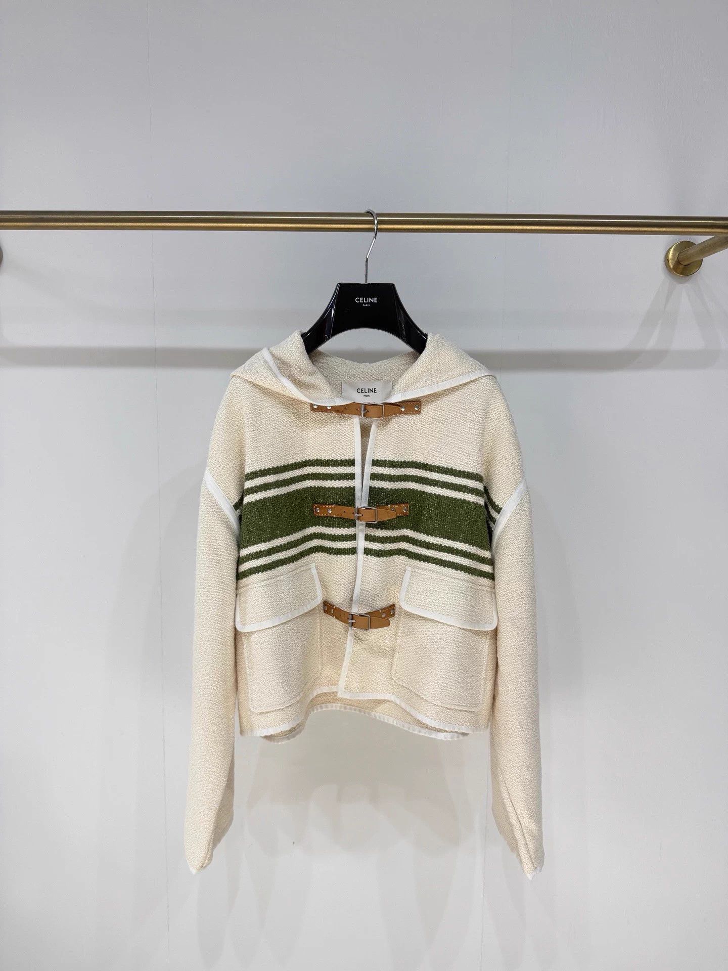 Celine Celine stripe leather buckle letter jacket 40 Size M / US 6-8 / IT 42-44 - 1 Thumbnail
