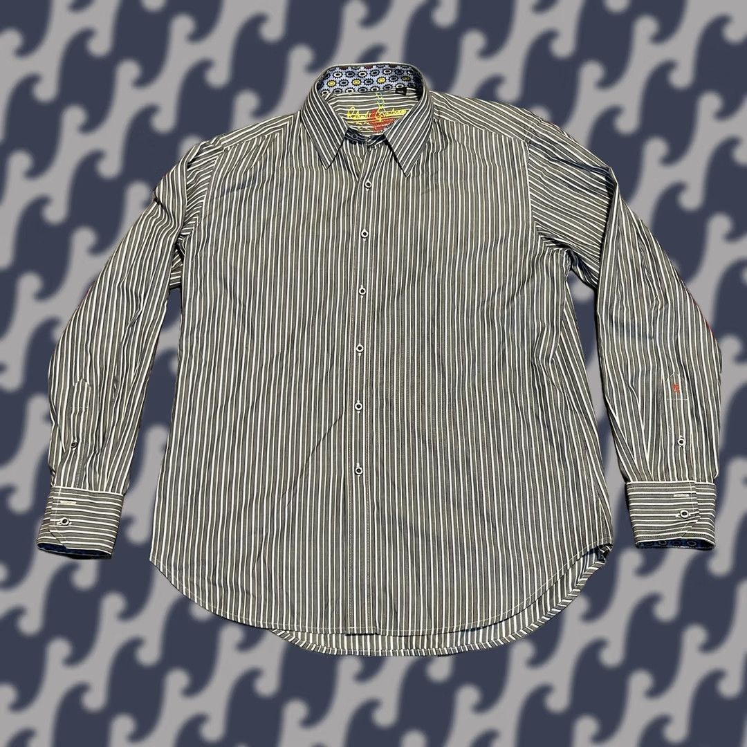 Robert Graham Robert Graham Shirt Mens Medium Stripe Button Down Flip Cuff C8 Size US M / EU 48-50 / 2 - 1 Thumbnail