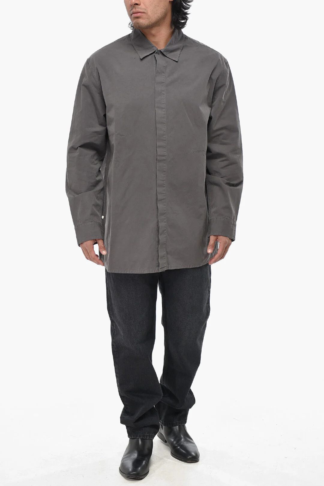 Off-White og1mm0526 Cotton Shirt in Gray Size US M / EU 48-50 / 2 - 4 Thumbnail