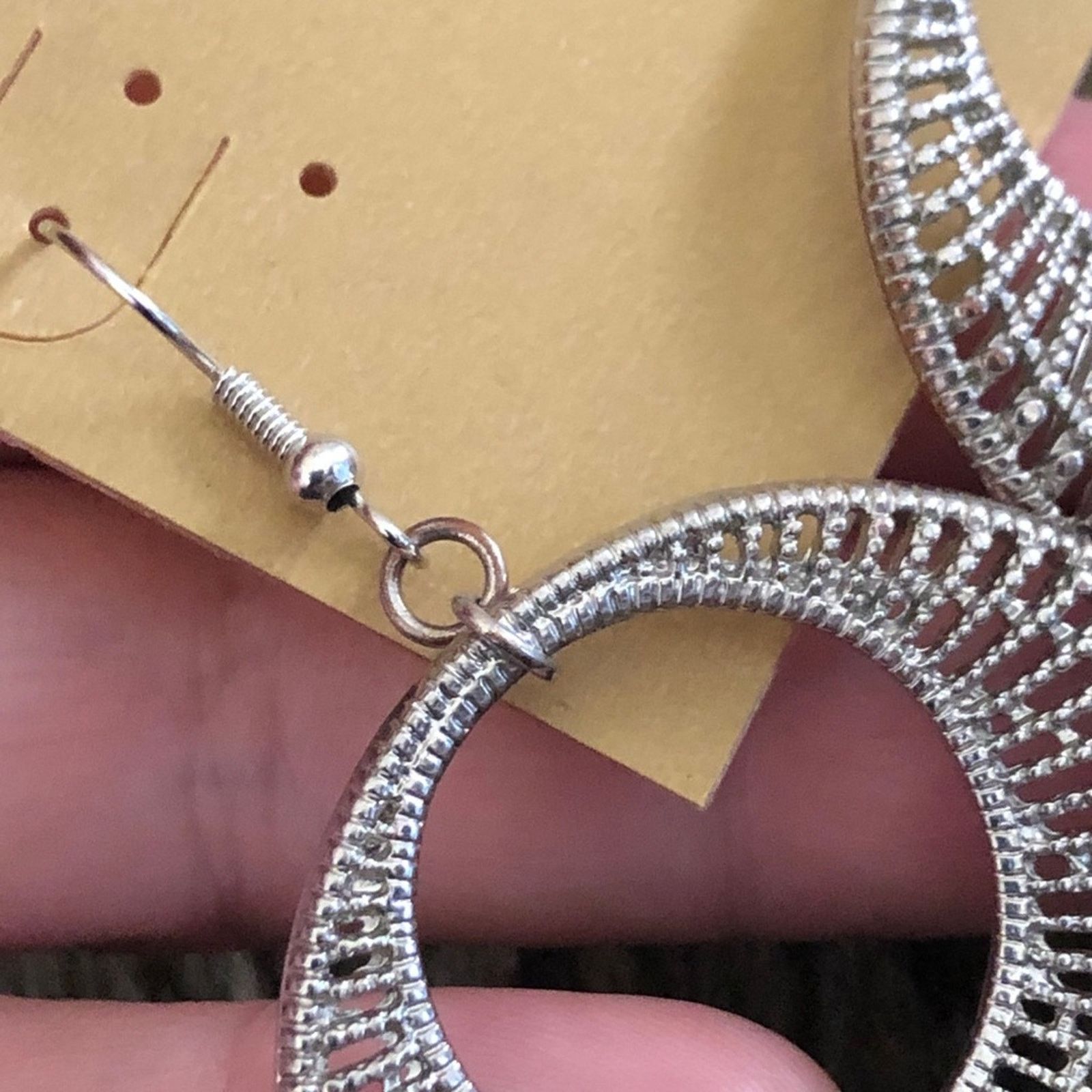 Jewelry Large silver tone disc fish hook earrings Size ONE SIZE - 6 Thumbnail