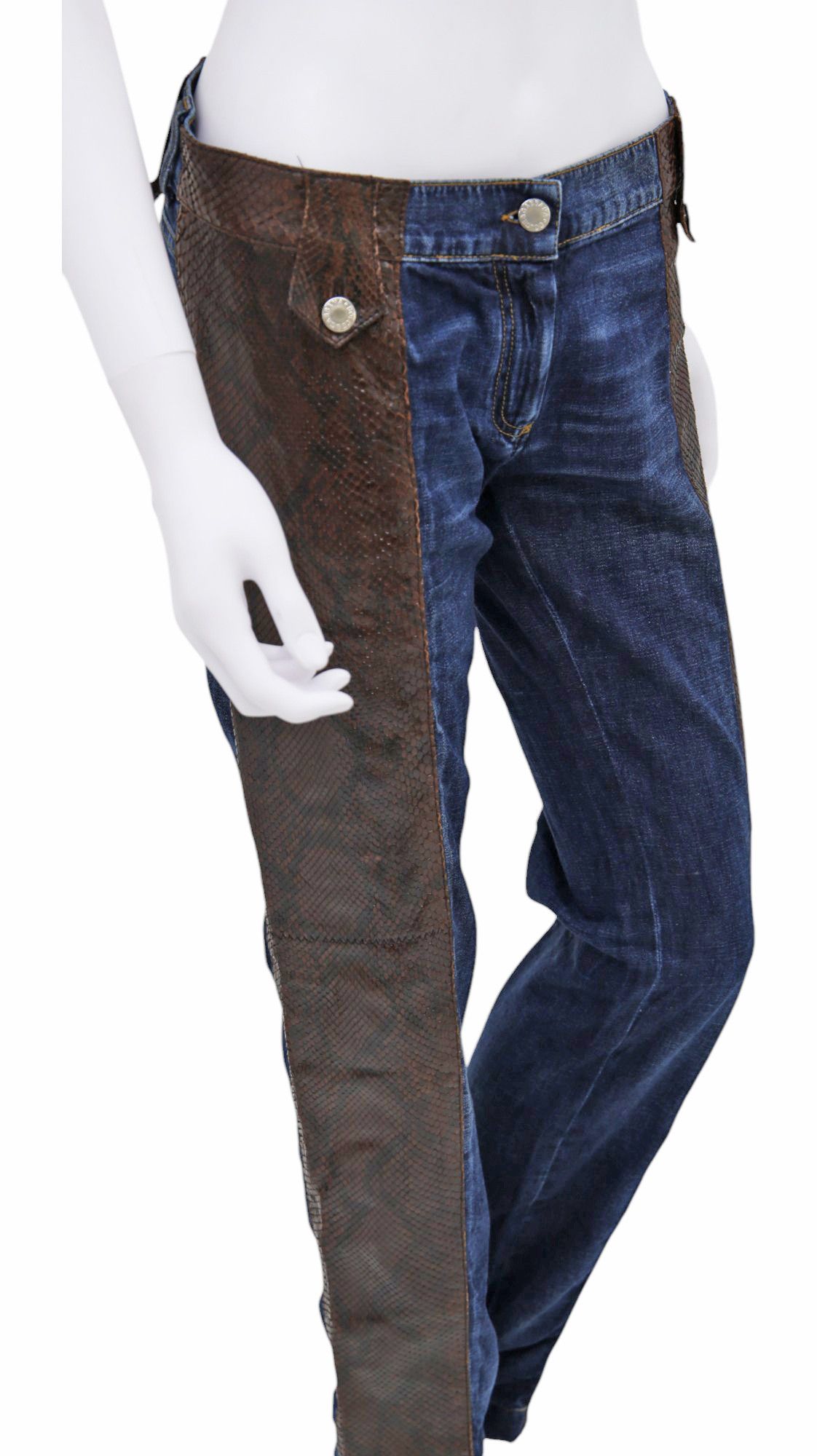 Dolce & Gabbana S/S 2005 Brown Python Leather Blue Jeans Size 28" / US 6 / IT 42 - 7 Thumbnail