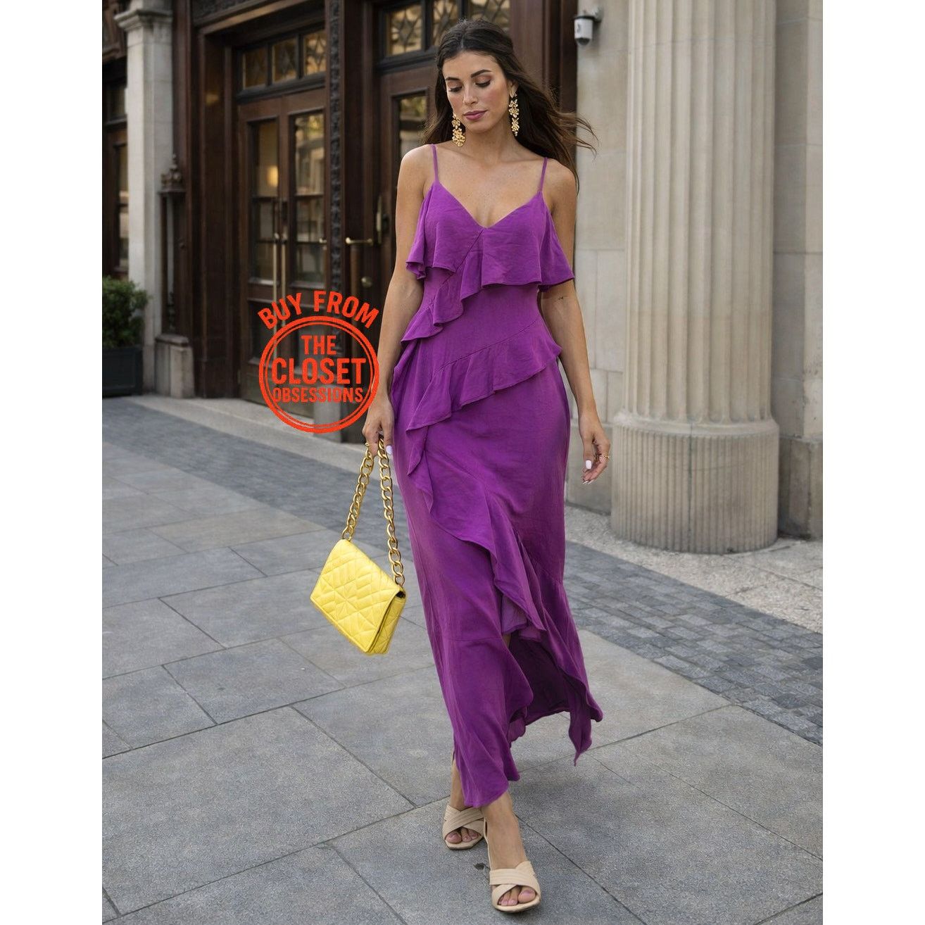 linen orange dress Orange Linen Clementine Maxi Dress main image 1