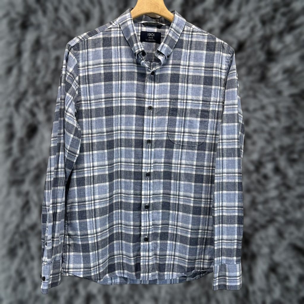 Nordstrom 1901 Nordstrom Linen Blend Button-Up Shirt Sz M VGUC Plaid Slim Fit Beach Button-Up Long Sleeve Multicolor Size M Regular Men Size US M / EU 48-50 / 2 - 1 Thumbnail