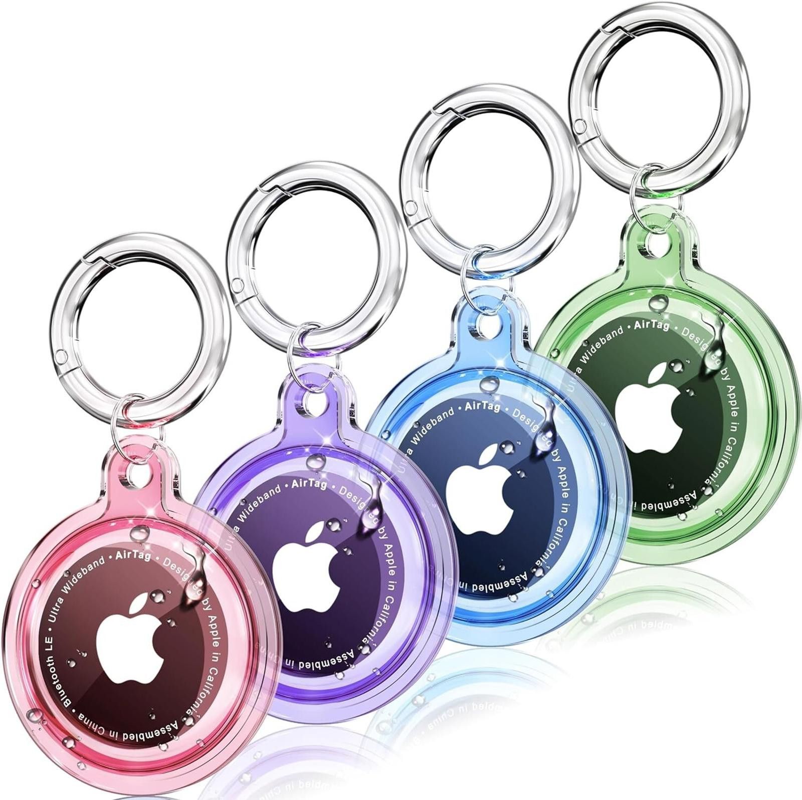Branded Leather 4 Pack Waterproof Holder, Airtag Case Keychain for Apple Size ONE SIZE - 1 Thumbnail