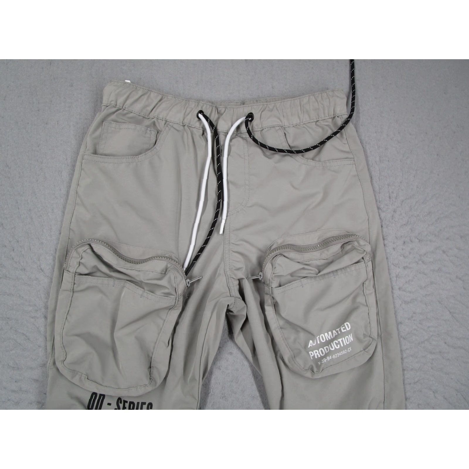 Vintage Smoke Rise Pants Mens Small Gray OD Series Cargo Joggers Drawstring Polyester Size US 29 - 2 Thumbnail