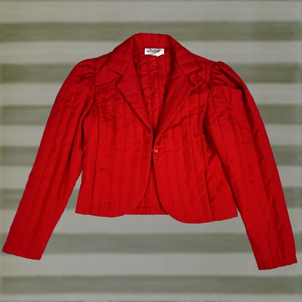 Vintage That's It! California Women's Vintage Quilted Jacket Puff Sleeves Sz 5 Red Womens Size S / US 4 / IT 40 - 1 Thumbnail
