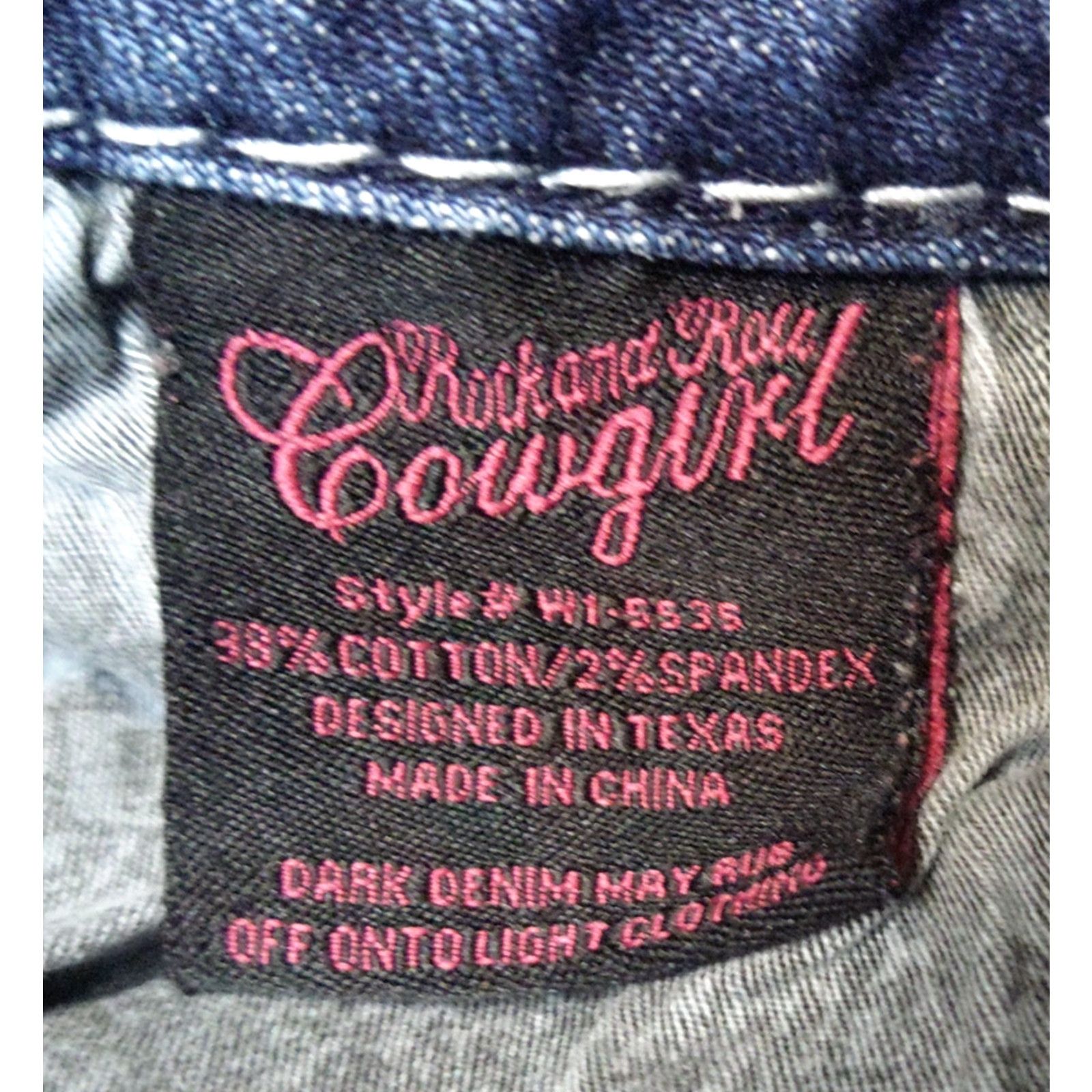 Denime Rock And Roll Cowgirl Jeans Women's 28x30 Mid Rise Bootcut Denim Blue Rhinestone 5-Pocket Stretch Comfort Size 28" / US 6 / IT 42 - 7 Thumbnail