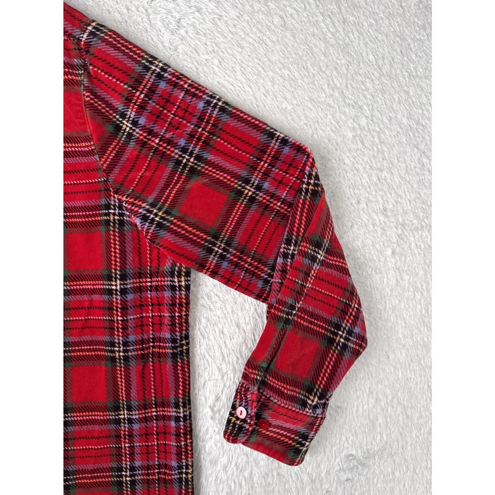 Vintage L.L.Bean Shirt Womens 1X Red Plaid Flannel Button Front Long Sleeve Cotton Hike Size XL / US 12-14 / IT 48-50 - 4 Thumbnail