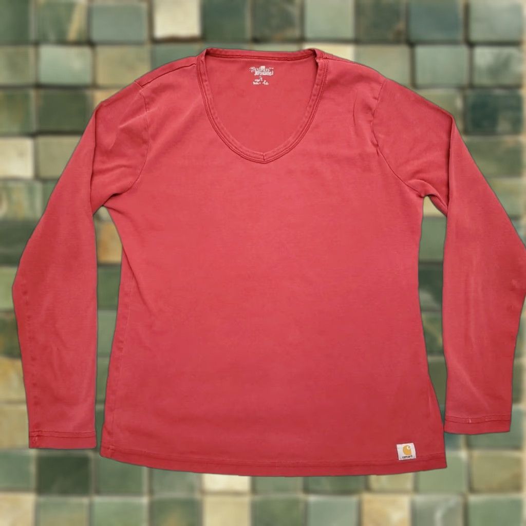 Carhartt VINTAGE Carhartt Shirt Womens L Red Long Sleeve Pullover Tee 100% Cotton Outdoor Work Size L / US 10 / IT 46 - 1 Thumbnail