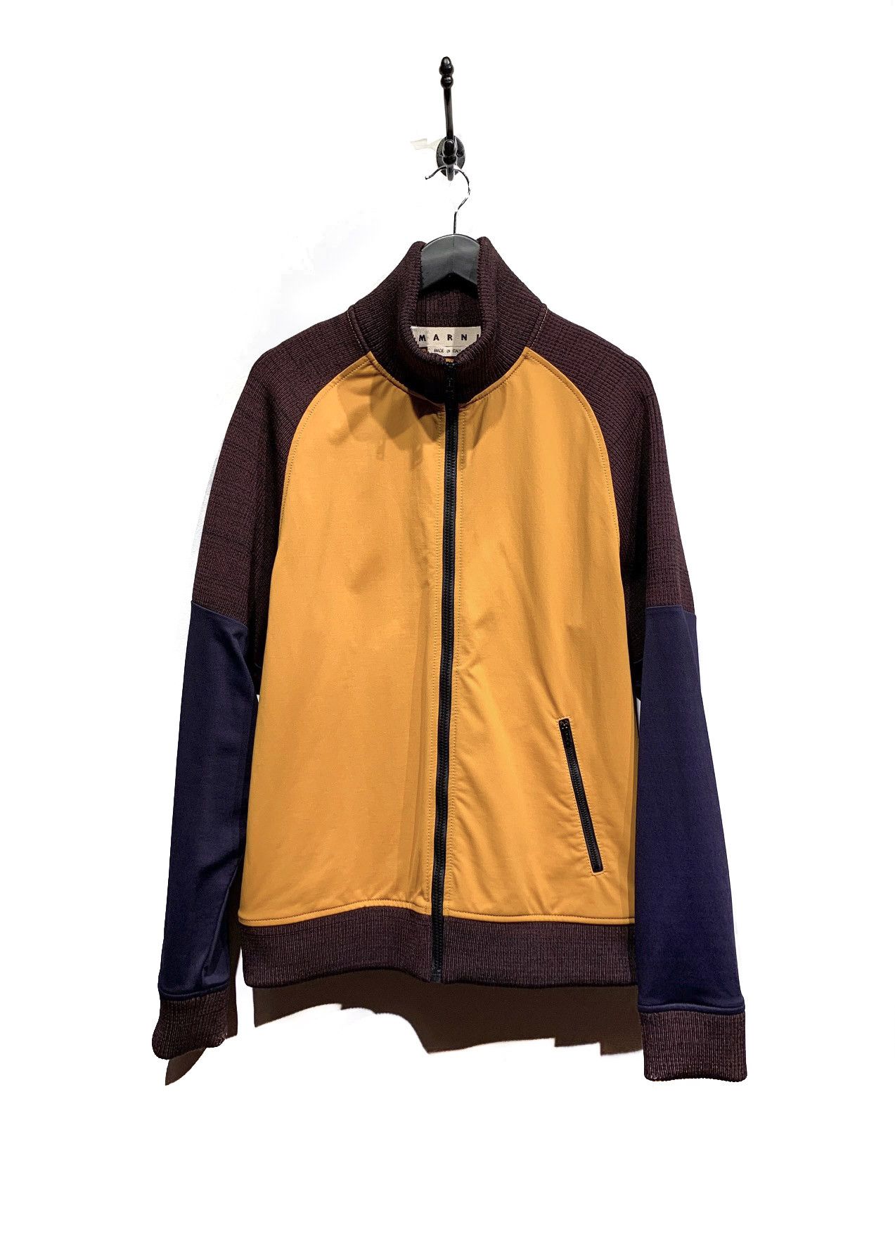 Marni Marni Yellow Burgundy Navy Colourblock Zip-up Track Sweater Size US M / EU 48-50 / 2 - 1 Thumbnail