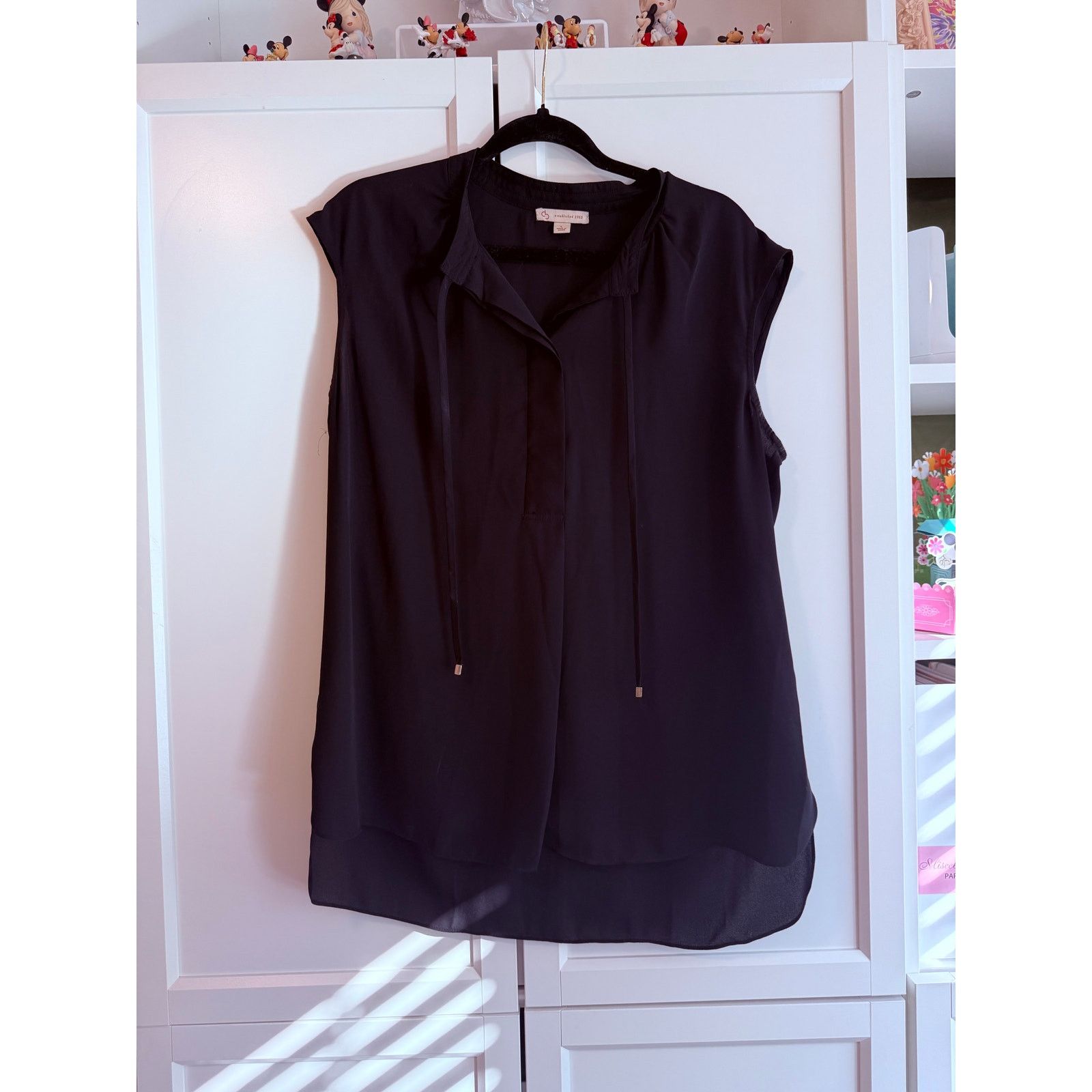 Other Dressbarn Black Tie Neck Knit Top Women Sleeveless L - A025 Size L / US 10 / IT 46 - 2 Thumbnail